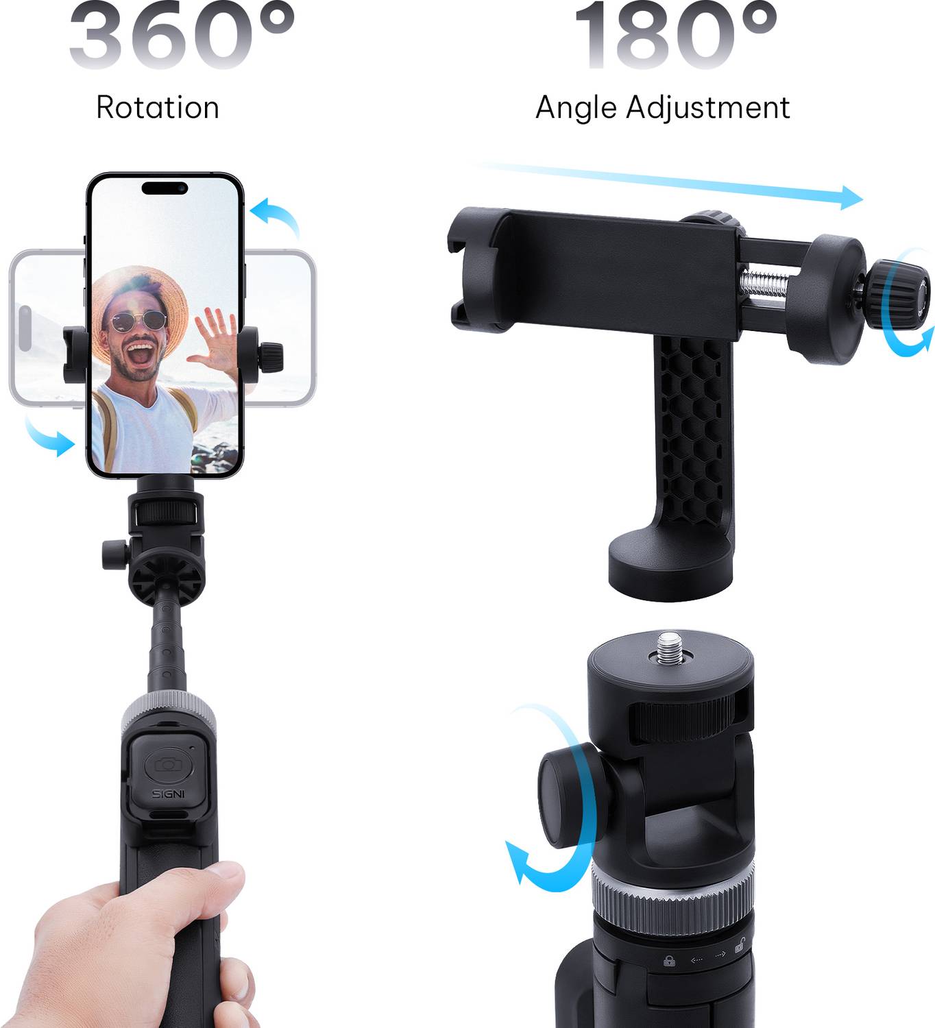 SKYVIK SIGNIPOD Tripod Selfie Stick Bluetooth Black - Image 4