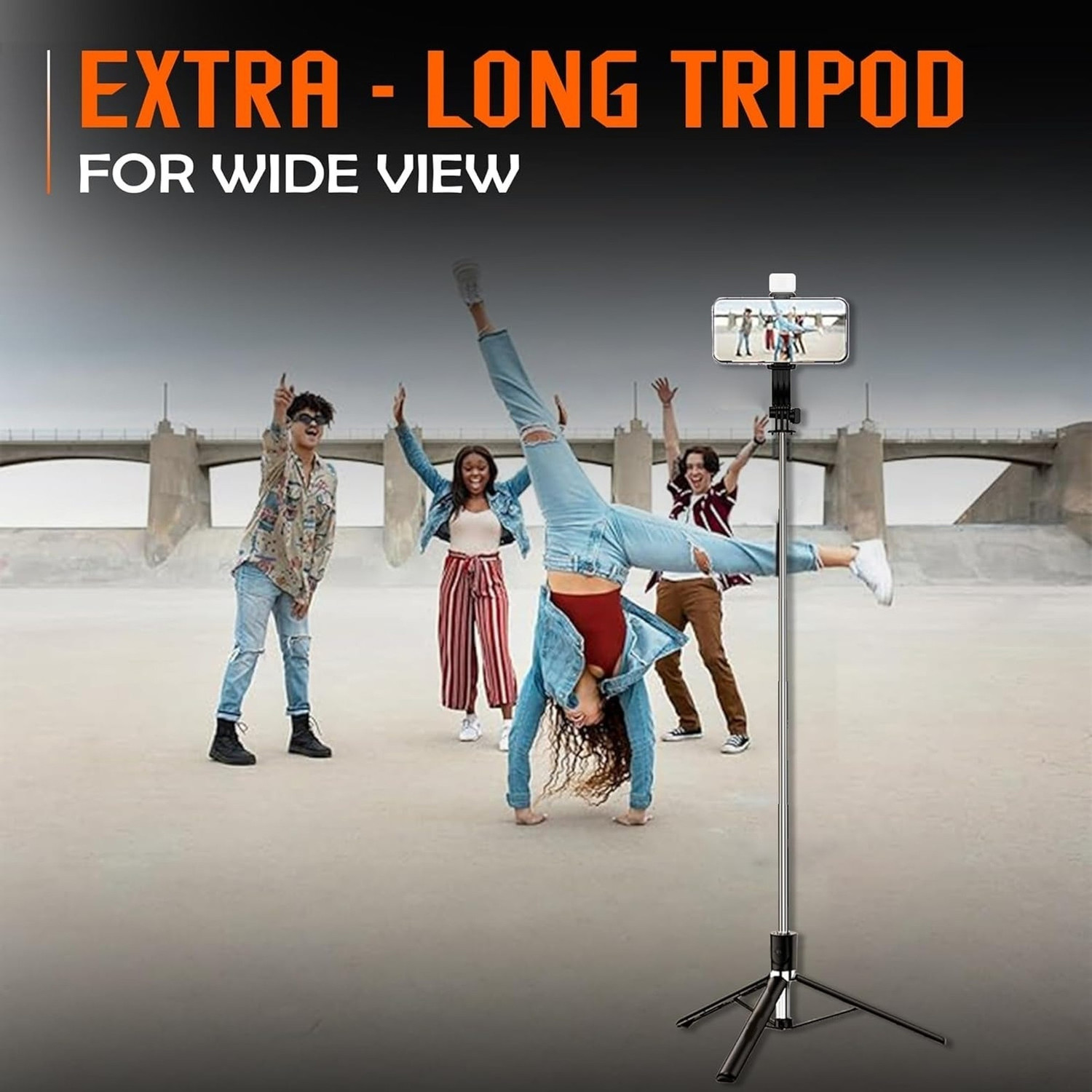 Image of DigiPrints Extendable Selfie Stick Wireless Remote Tripod, Portable, Lightweight, Rechargeable Dimmable for Live Streaming & Photography Compatible with iPhone and Android Bluetooth Selfie Stick