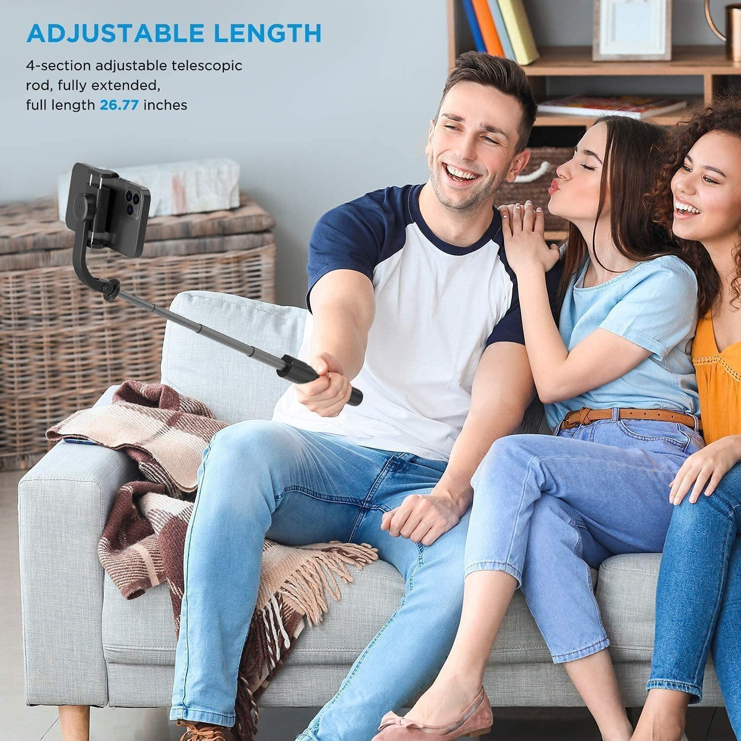Image of Hold up Gimbal Stabilizer for Smartphone Mobile Stabilizer Selfie Stick Tripod with Wireless Remote 360 Automatic Rotation Bluetooth Selfie Stick
