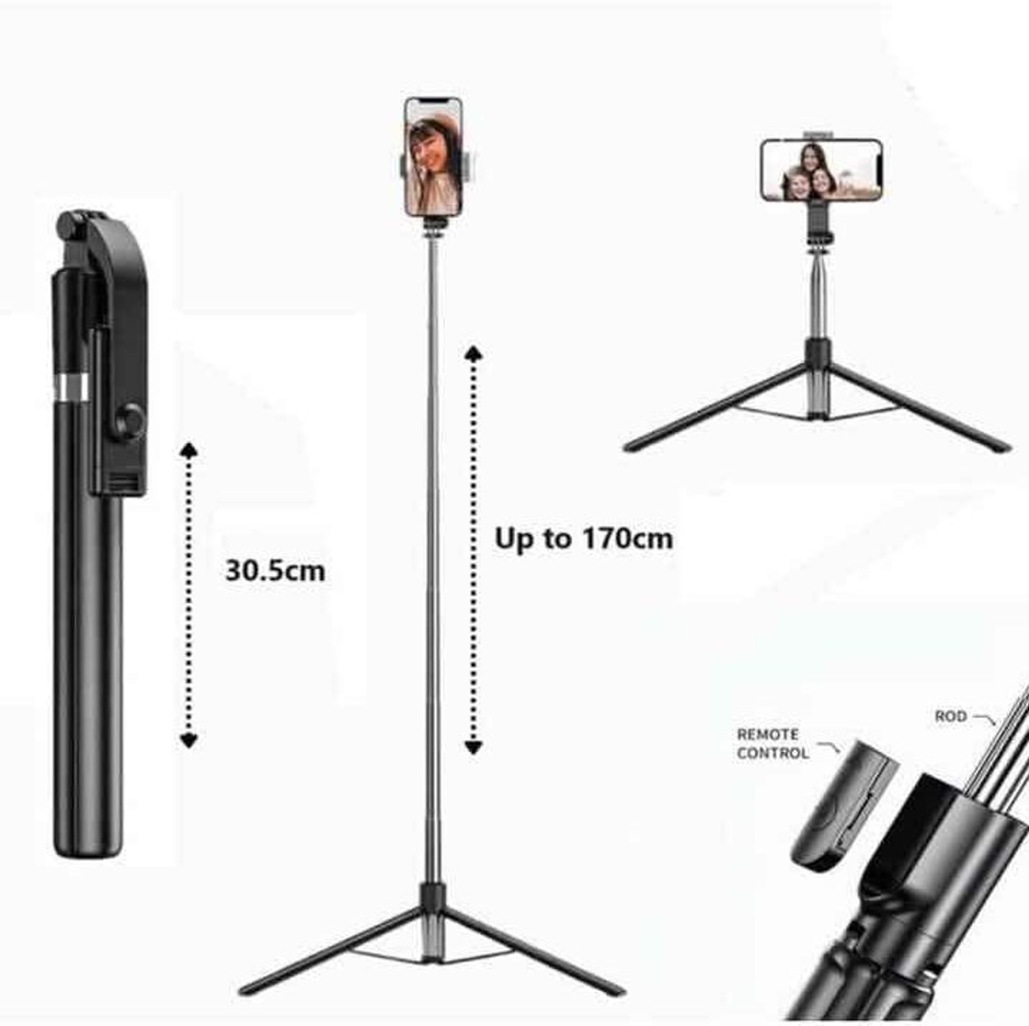 Image of DigiPrints super long selfie stick tripod 170cm with remote control Tripod