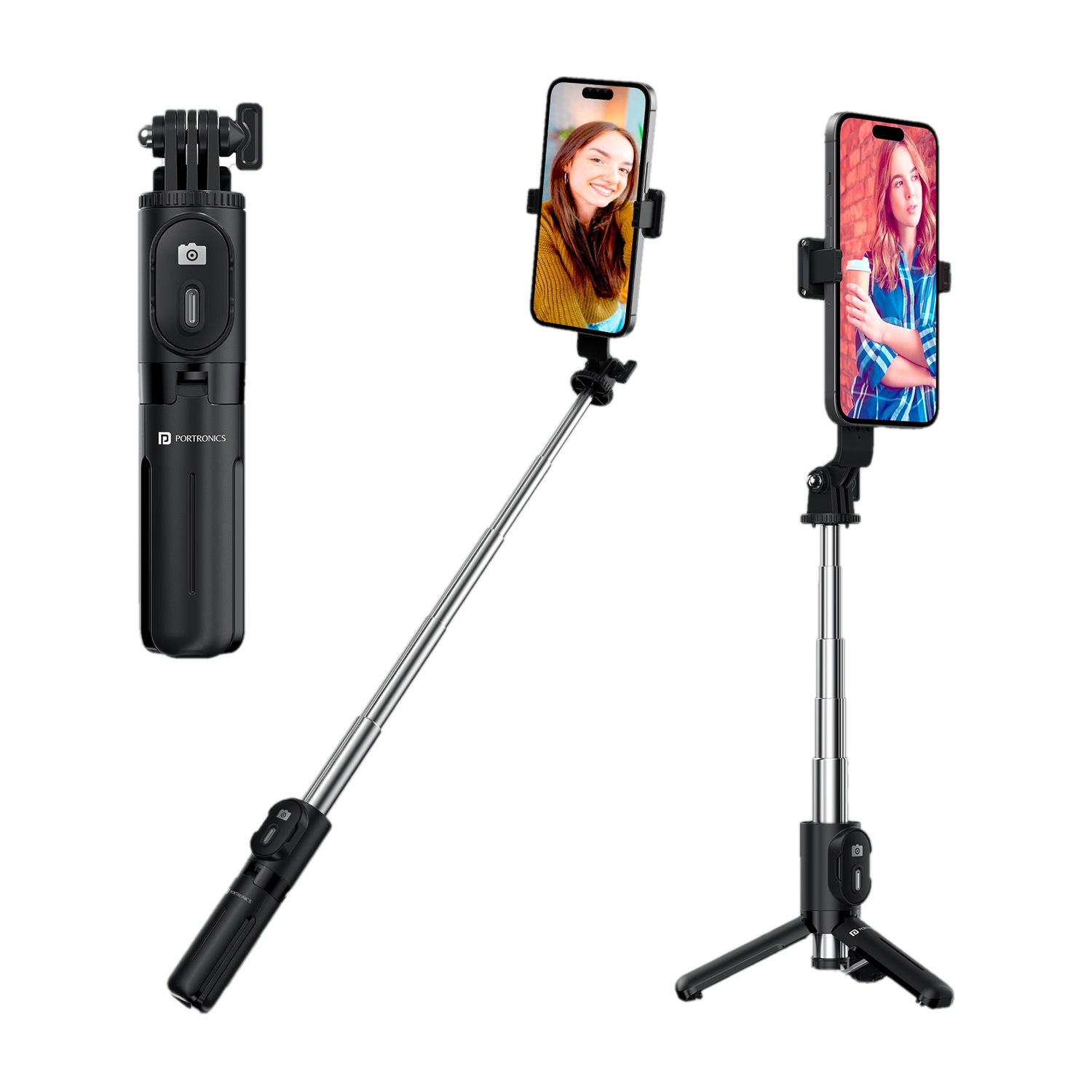 Portronics Lumistick Mini Multifunctional Selfie Stick with Detachable Remote/Tripod Stand Bluetooth Selfie Stick