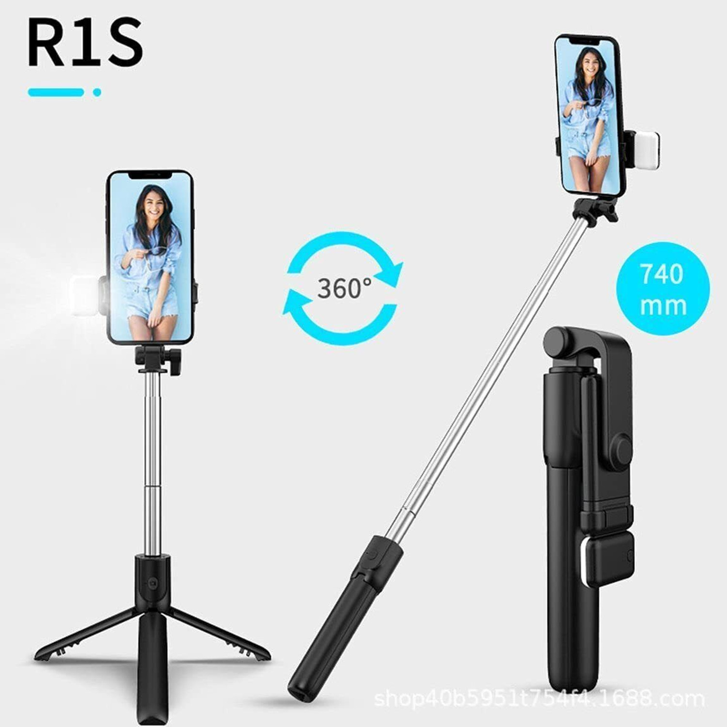 Image of Hold up Stable Selfie Stick Tripod with Fill Light, Bluetooth Wireless Remote with Switch, for iPhone 13 /12 /11 /XS Max /8 /7, Samsung Galaxy S21 /S20 /S10 /S10+, Google Pixel 5a /5 /4 XL /4, Huawei P40 / P30 Pro Bluetooth Selfie Stick