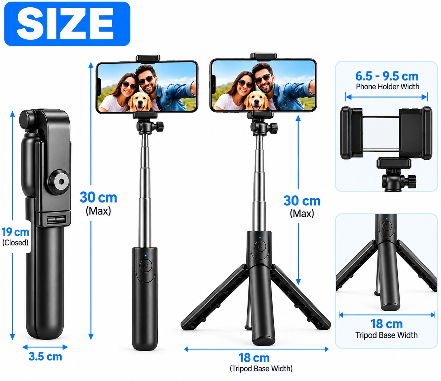 Image of frestack R1 Selfie Stick with Tripod, Phone Stand & Wireless Remote, Compatible with Mobile Phones Bluetooth Selfie Stick