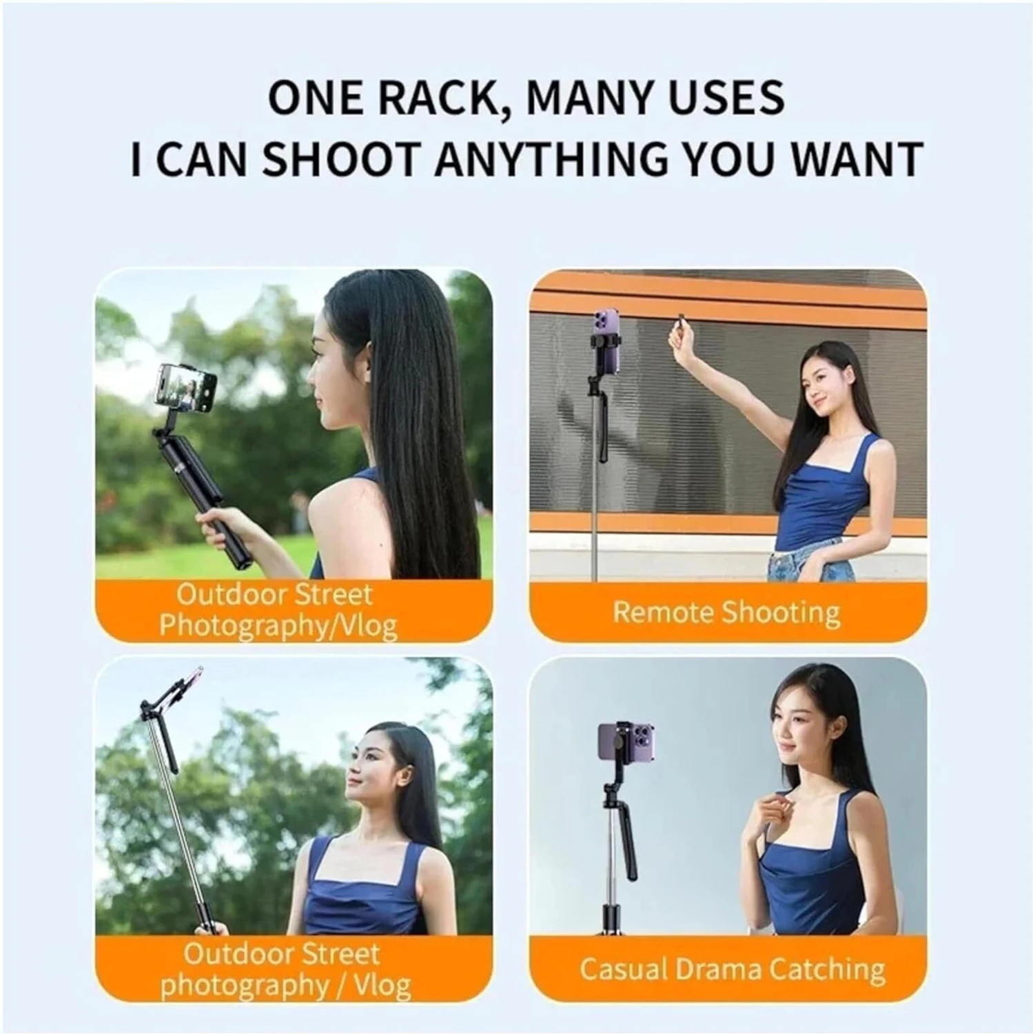 Image of CABTRONICS R16S Selfie Stick Tripod with Foldable Grip Handle, 1.7M Extendable Mobile Stand, Bluetooth Remote & LED Fill Light for iPhone /Android, Vlogging & Reels Bluetooth Selfie Stick