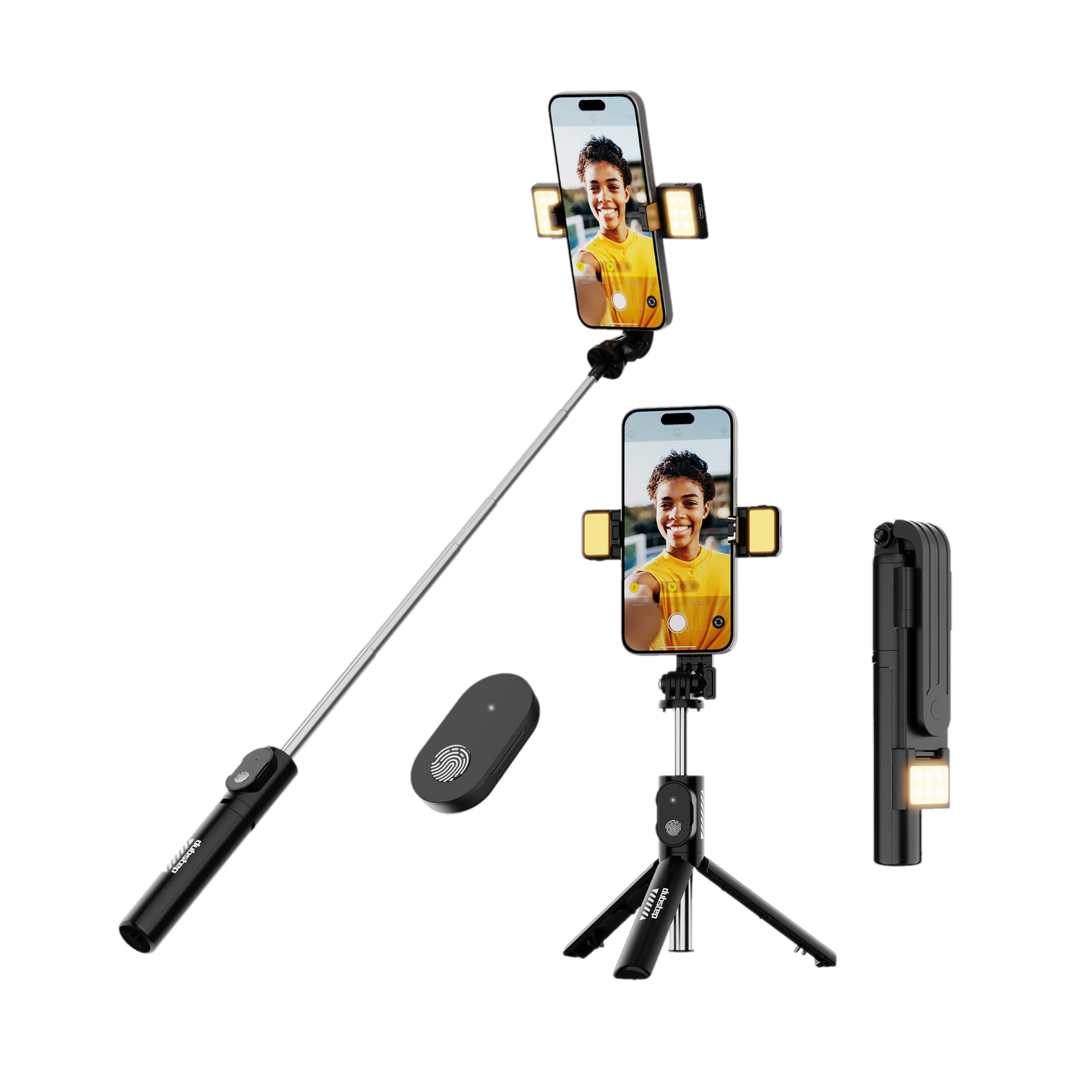 Image of Dubstep Flickstick Lit Smart Selfie Stick with 2 LED Fill Light, 360 Degree Rotation Bluetooth Selfie Stick