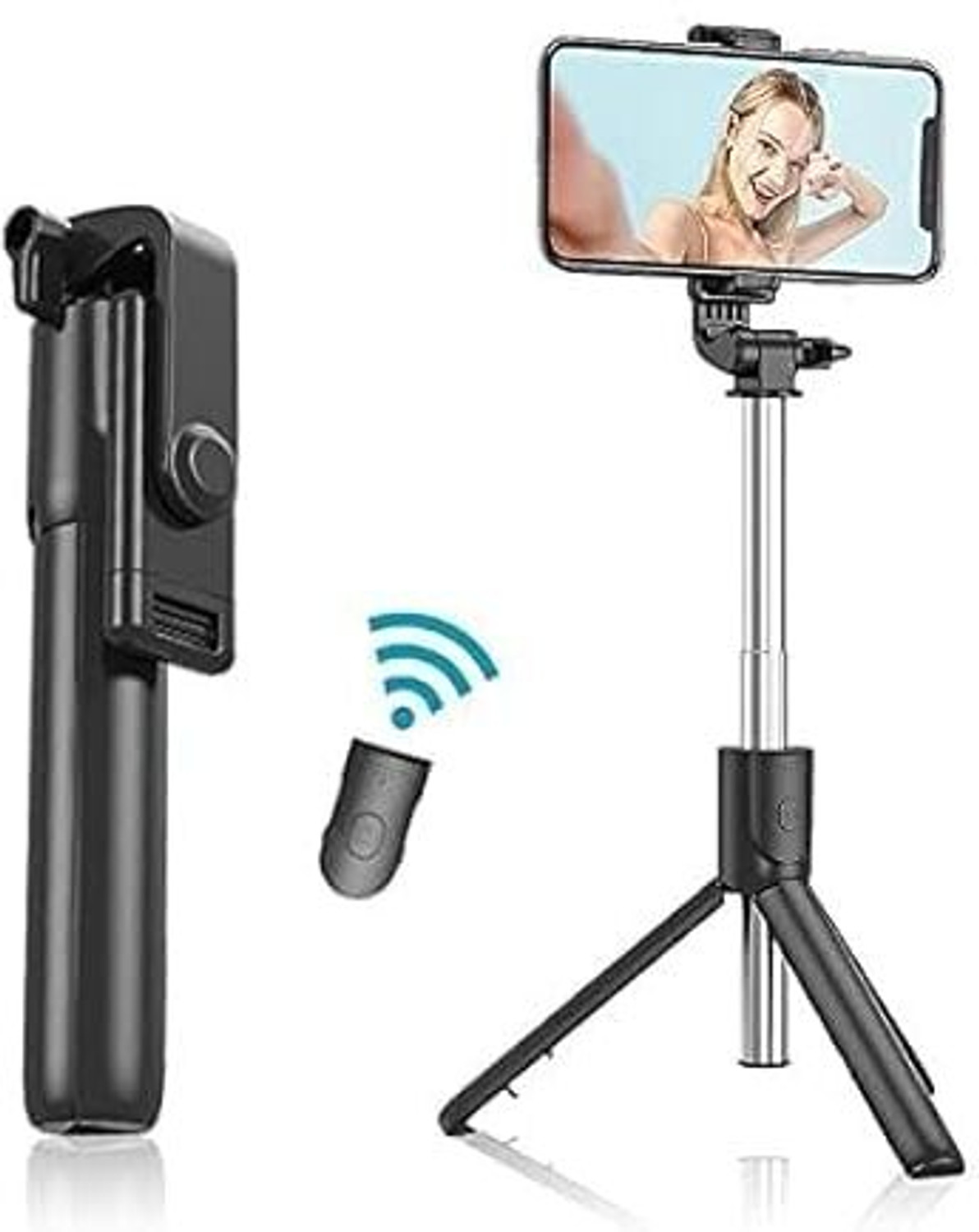 Image of UniBoss Bluetooth Selfie Stick with Remote, 3-in-1 Multifunctional Selfie Stick, Tripod, Monopod Stand & Mobile Stand Compatible with All Mobile Phones Bluetooth Selfie Stick