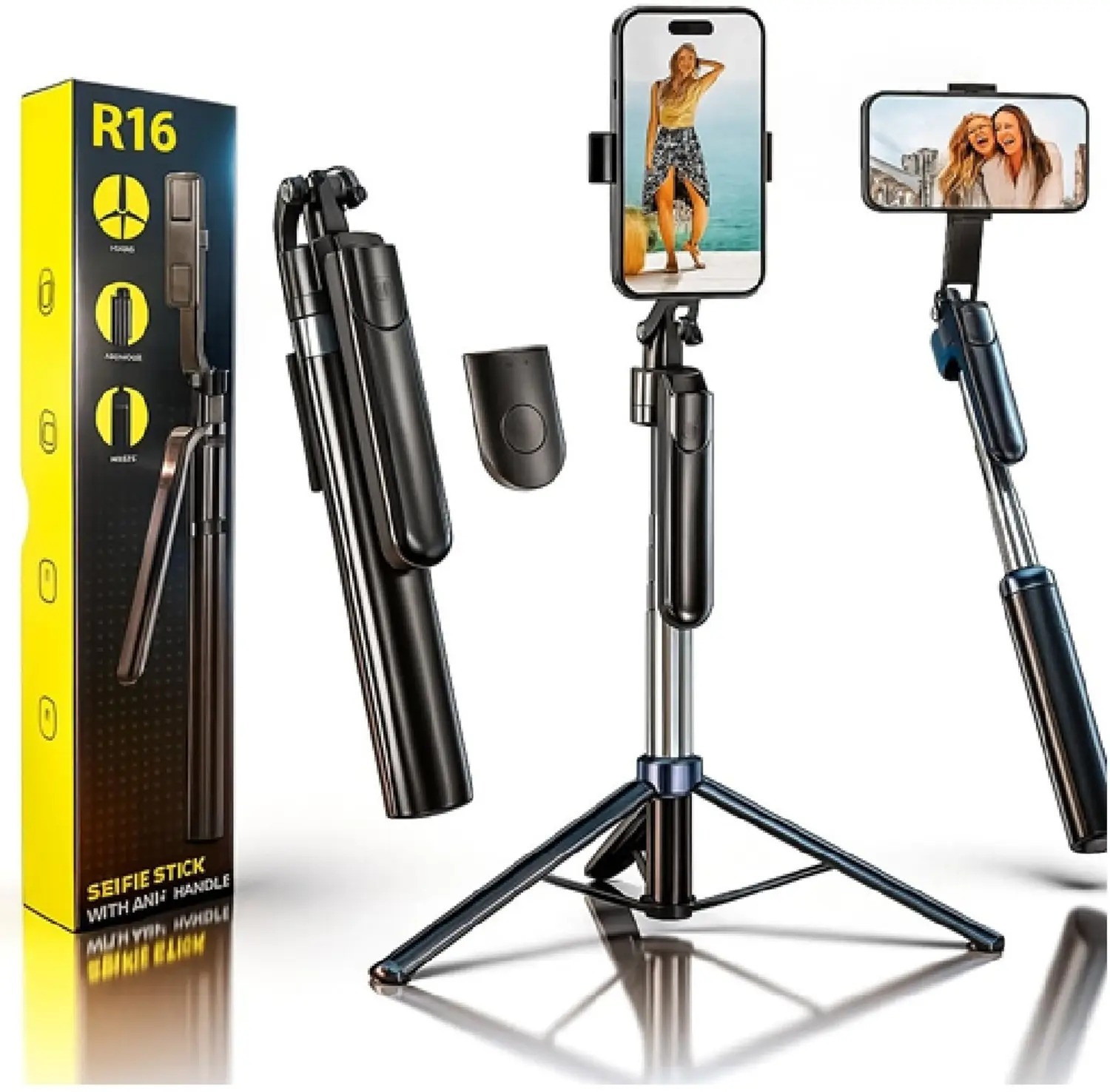 Image of FITRIC R16 1.7m Extendable Bluetooth Selfie Stick Tripod with Remote, 360 Rotation, Portable Stand for Reels, Vlogging & Video Calls Bluetooth Selfie Stick