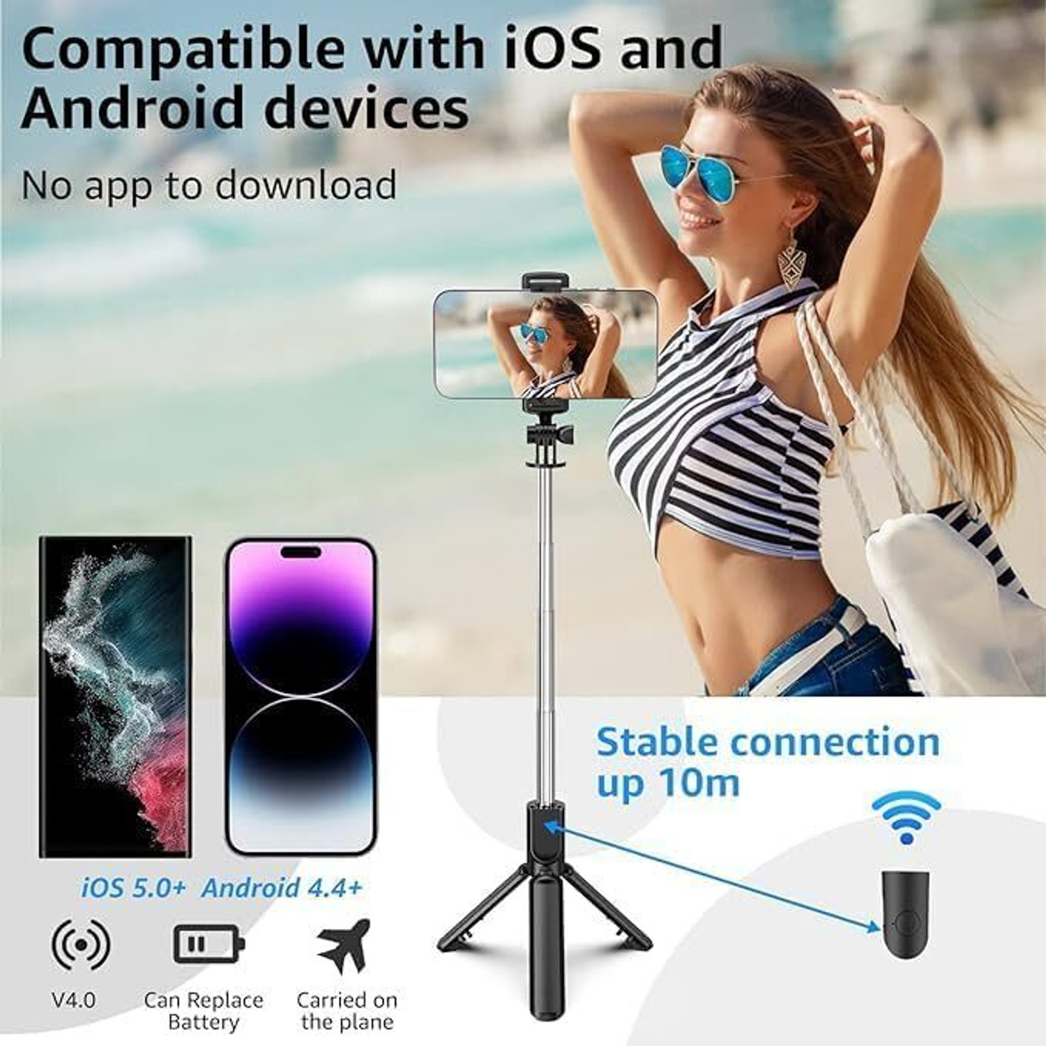 Image of DigiPrints super long selfie stick tripod 170cm with remote control Tripod