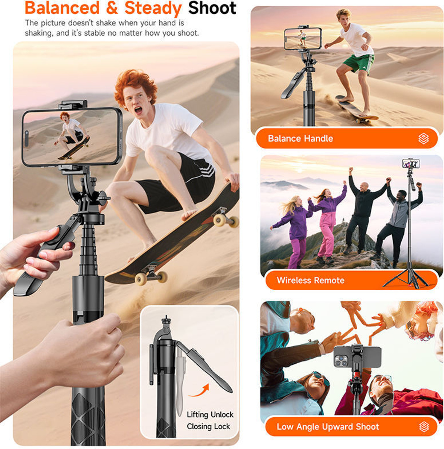 Image of AGINDUSTRY L16 Bluetooth Selfie Stick Tripod with Wireless Remote for Android & iPhone Bluetooth Selfie Stick