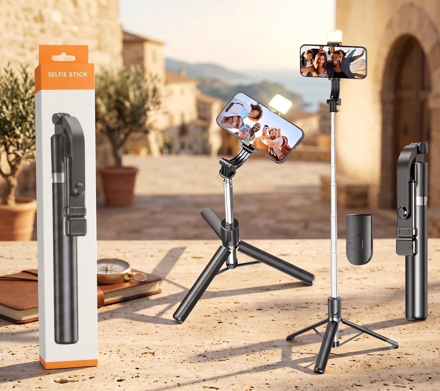 Image of PRODART Wireless Remote Control with LED Light Bluetooth Selfie Stick