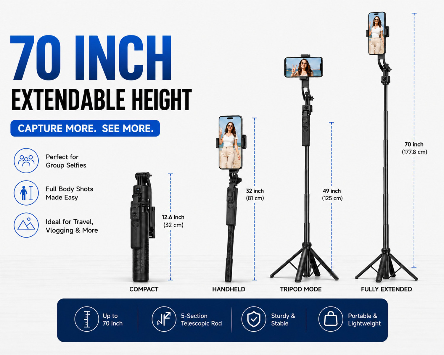 Image of Expro C17 Auto Face Tracking AI Gimbal Selfie Stick Tripod Stand, Detachable Bluetooth Remote Compatible for iPhone /Android, Best for Vlogging /Photo Shoot (C17 AUTO FACE Tracking SEFIE Stick) Bluetooth Selfie Stick