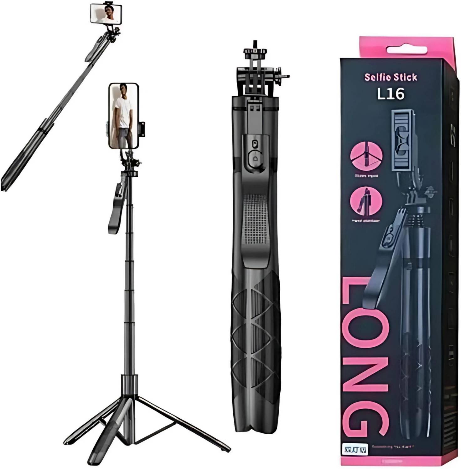 FITRIC L16 Professional 61 Inch Extendable Selfie Stick with Tripod for Mobile & Camera | Premium Aluminum Alloy 3-in-1 Selfie Stick, Tripod & Monopod | 360° Panoramic Rotation, 270° Adjustable Tilt | Stable Umbrella Tripod Base with Non-Slip Rubber Feet | Bluetooth Wireless Remote | Universal 1/4 Inch Screw Compatible with all Smartphones, GoPro, Digital Camera & Ring Light | Ideal for Vlogging, Reels, YouTube, Live Streaming, Travel & Group Photography Bluetooth Selfie Stick