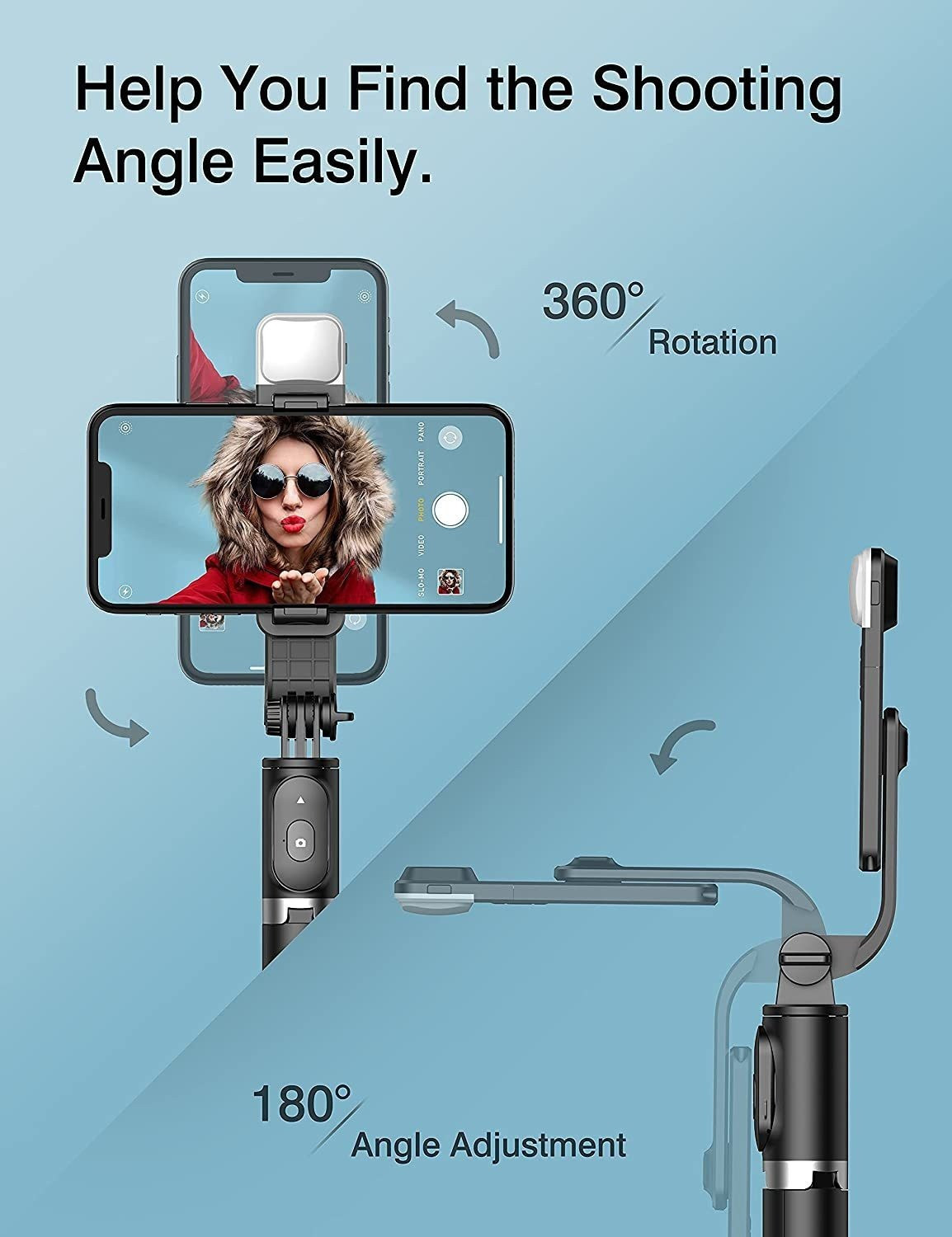 Image of BSVR Perfect Design Selfie Stick with Light, Multi Purpose Use Bluetooth Remote BS102 Bluetooth Selfie Stick