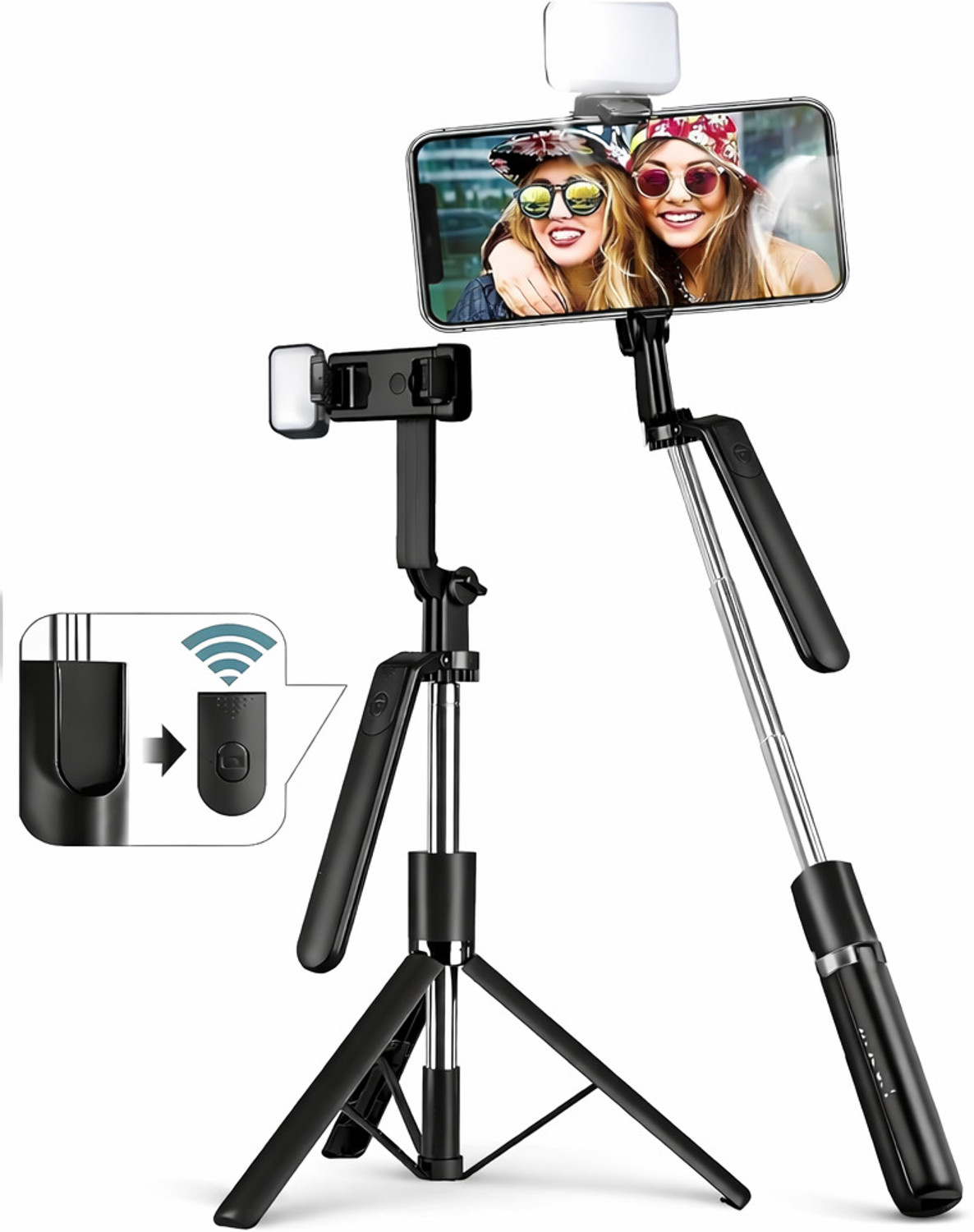 Image of Flipkart SmartBuy R16S 67-Inch Tripod Stand with Bluetooth Remote, LED Light, 360 Rotation Holder Tripod