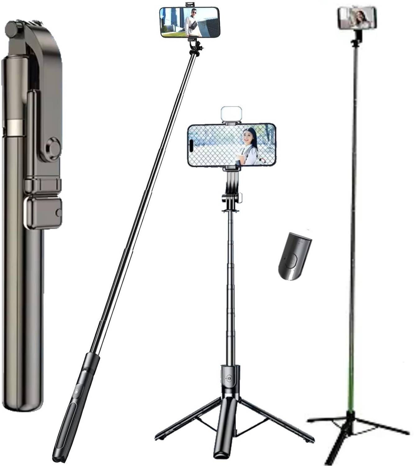 Hold 63" Selfie Stick Tripod with Light - Image 1