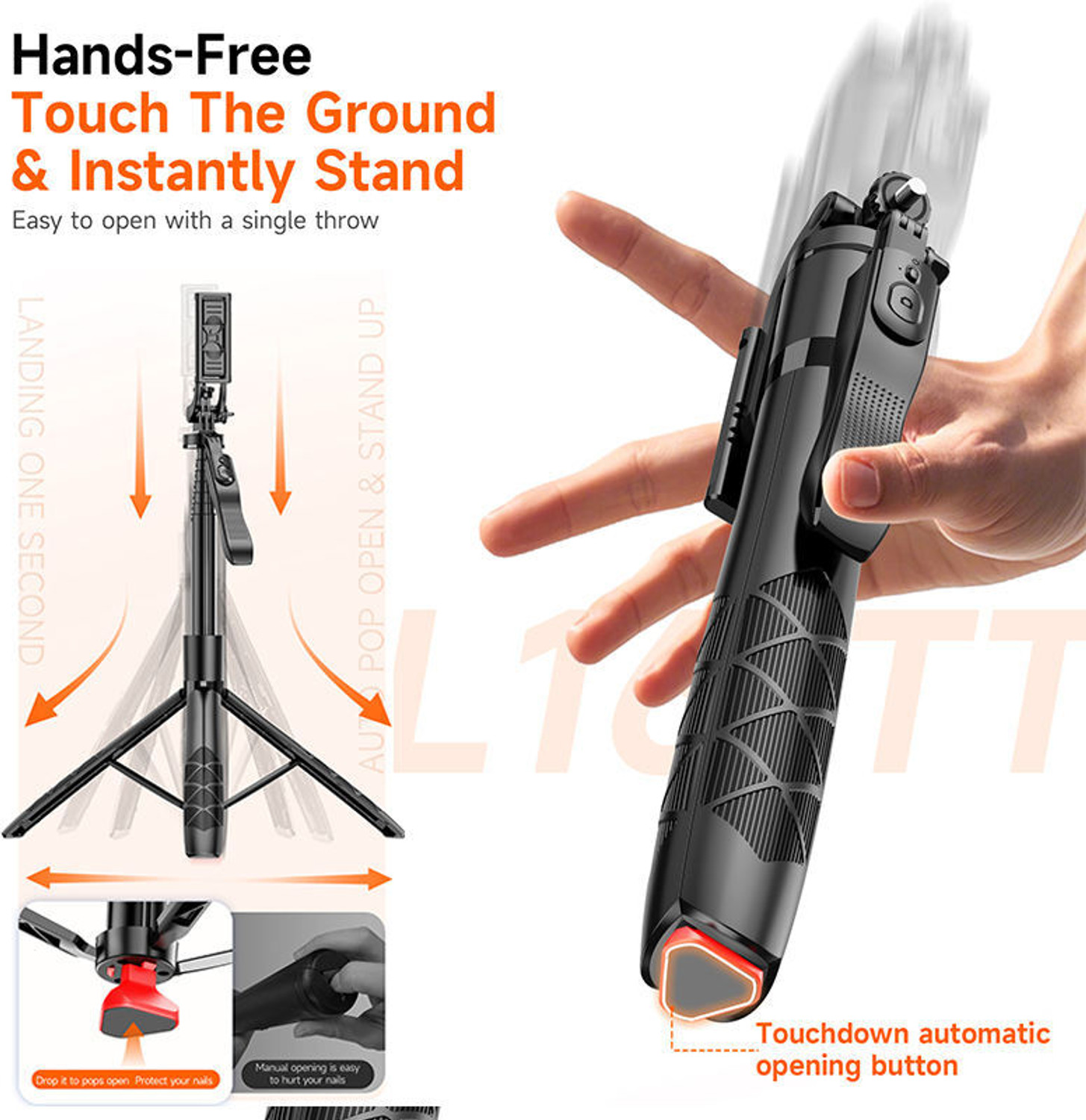 Image of AGINDUSTRY L16 Bluetooth Selfie Stick Tripod with Wireless Remote for Android & iPhone Bluetooth Selfie Stick