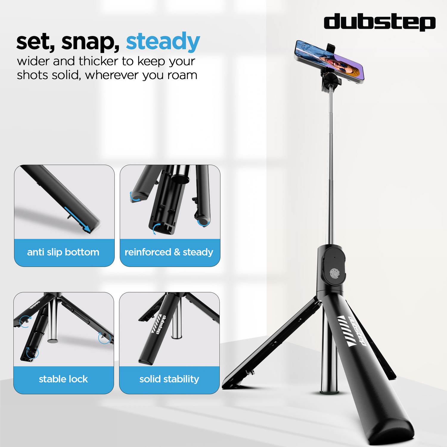 Image of Dubstep Flickstick Smart Selfie Stick with 360 Degree Rotation Bluetooth Selfie Stick