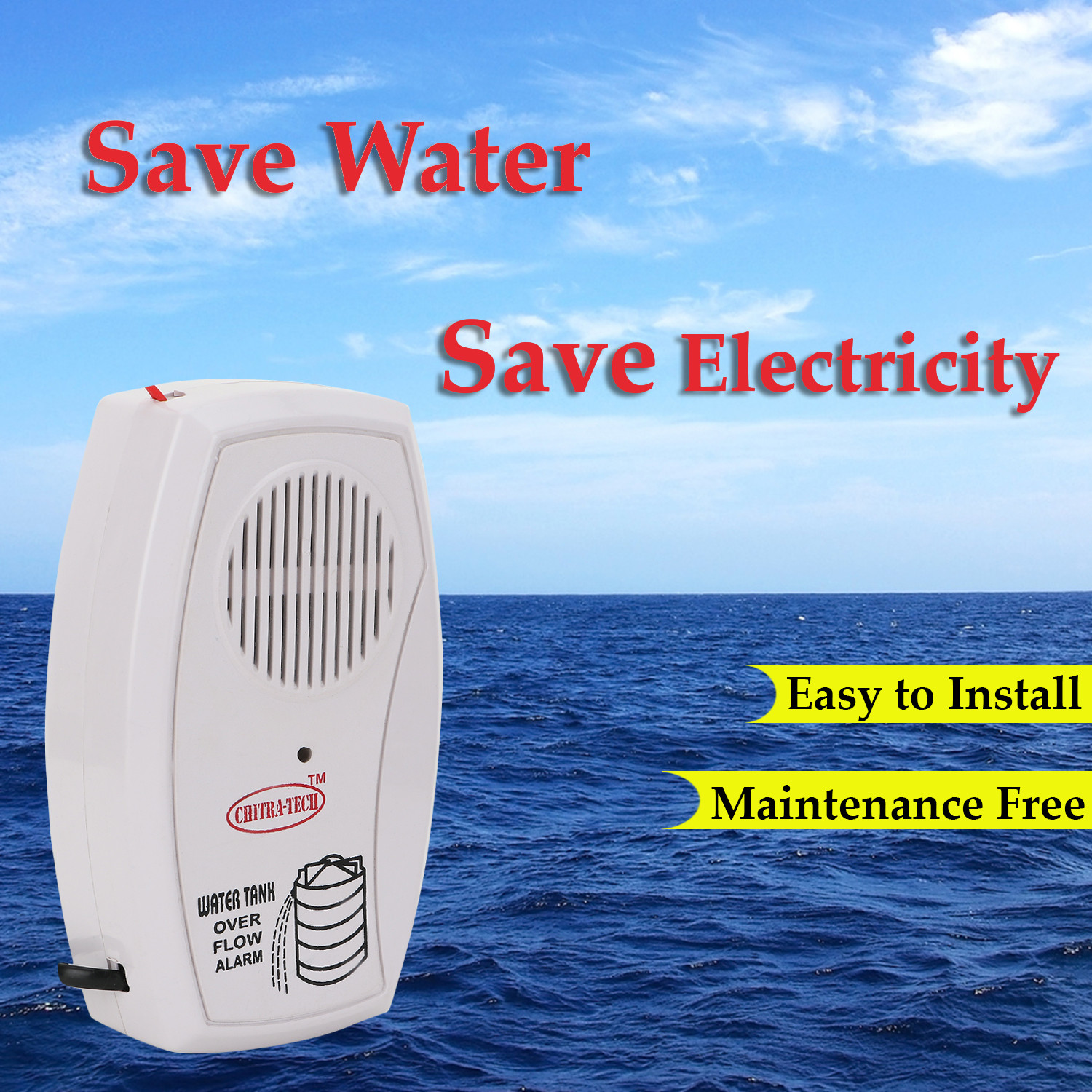 Image of CHITRATECH Water Tank Overflow Alarm in Hindi and English Language With Wire and Sensor Wired Sensor Security System
