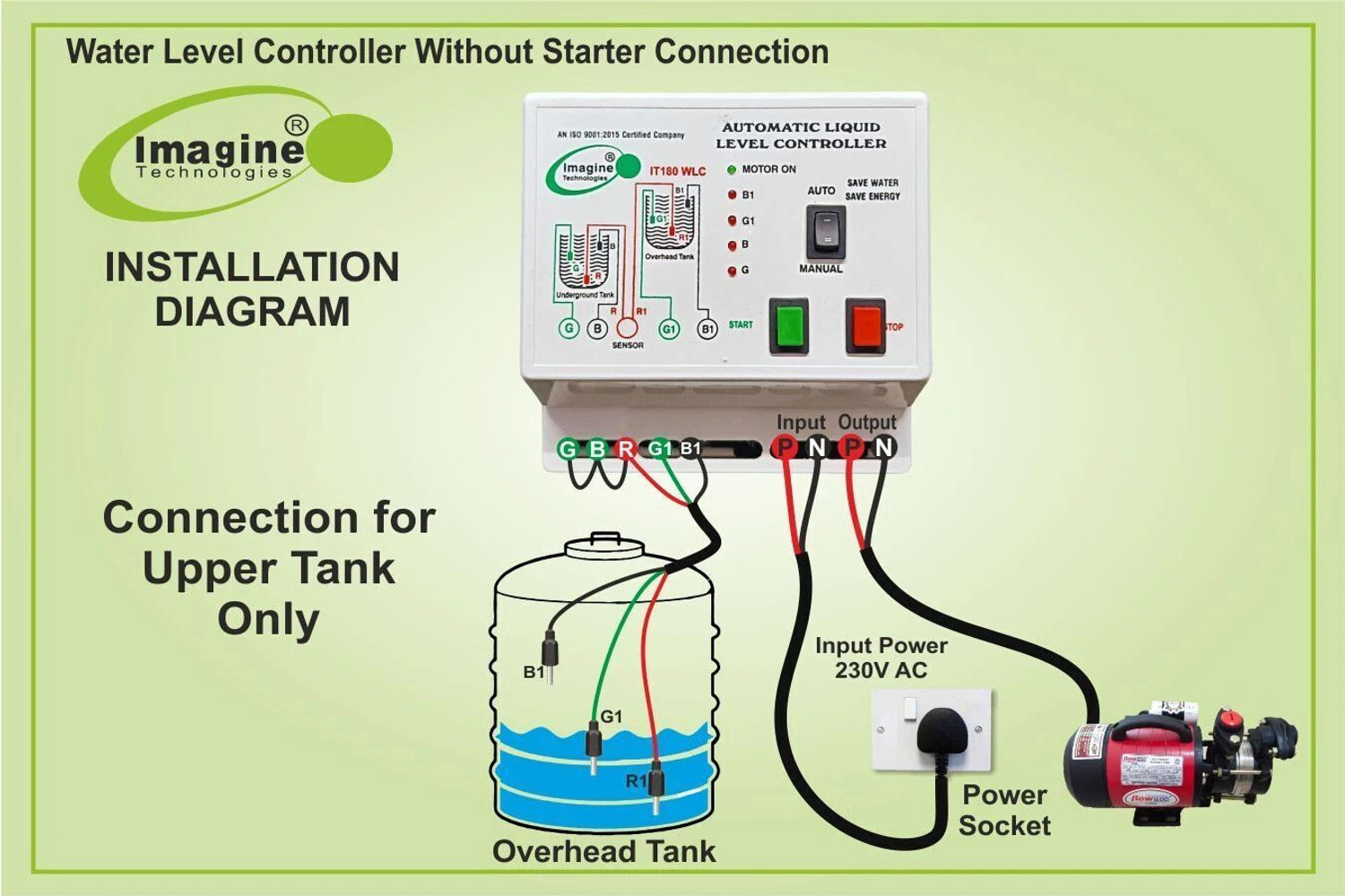 Image of Imagine Technologies Fully Automatic Water level Controller And Indicator With Sensor 1 year Warranty Wired Sensor Security System