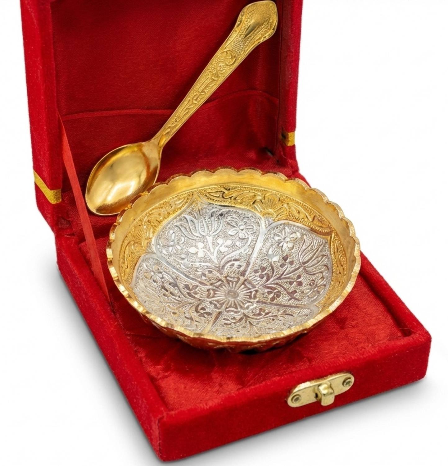 AYERA Gold & Silver Plated Bowl and Spoon Set - Image 1