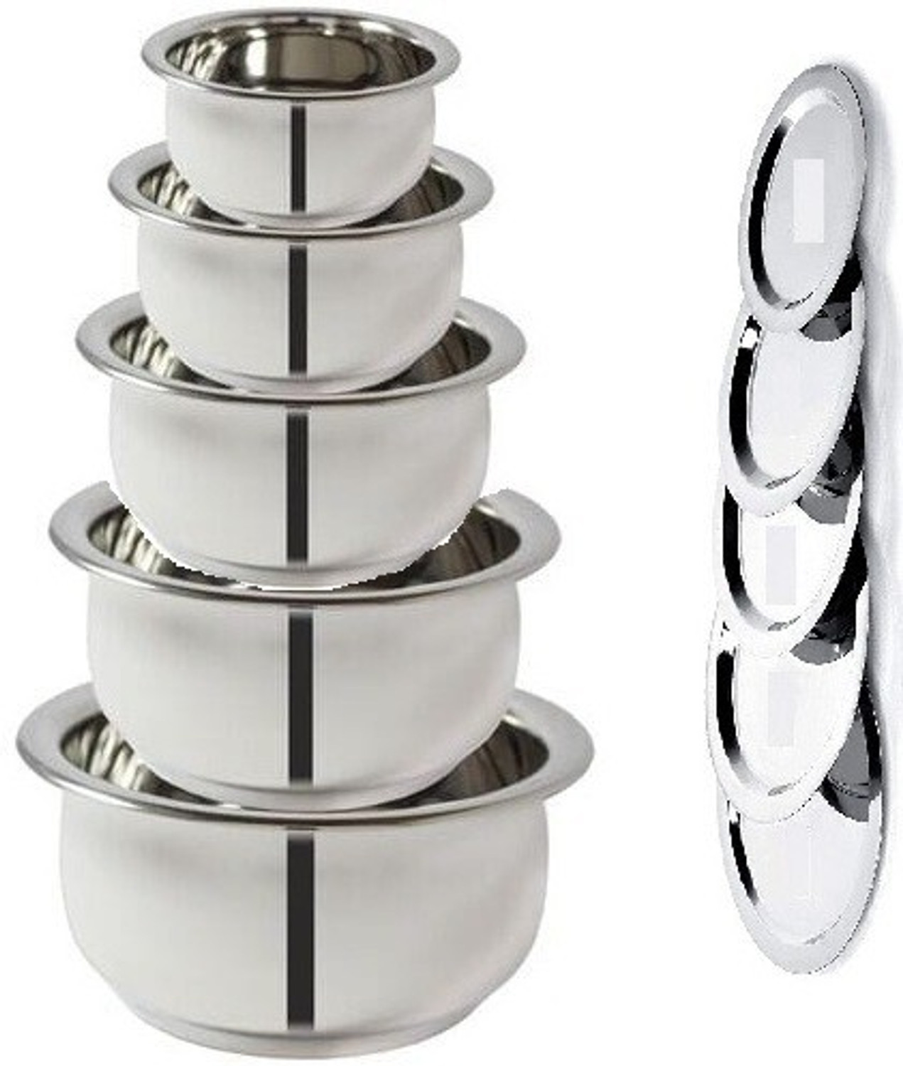 Image of Nirvika Stainless Steel Serving Bowl handi set of lid 5 cookware dinner storage cooking bowl