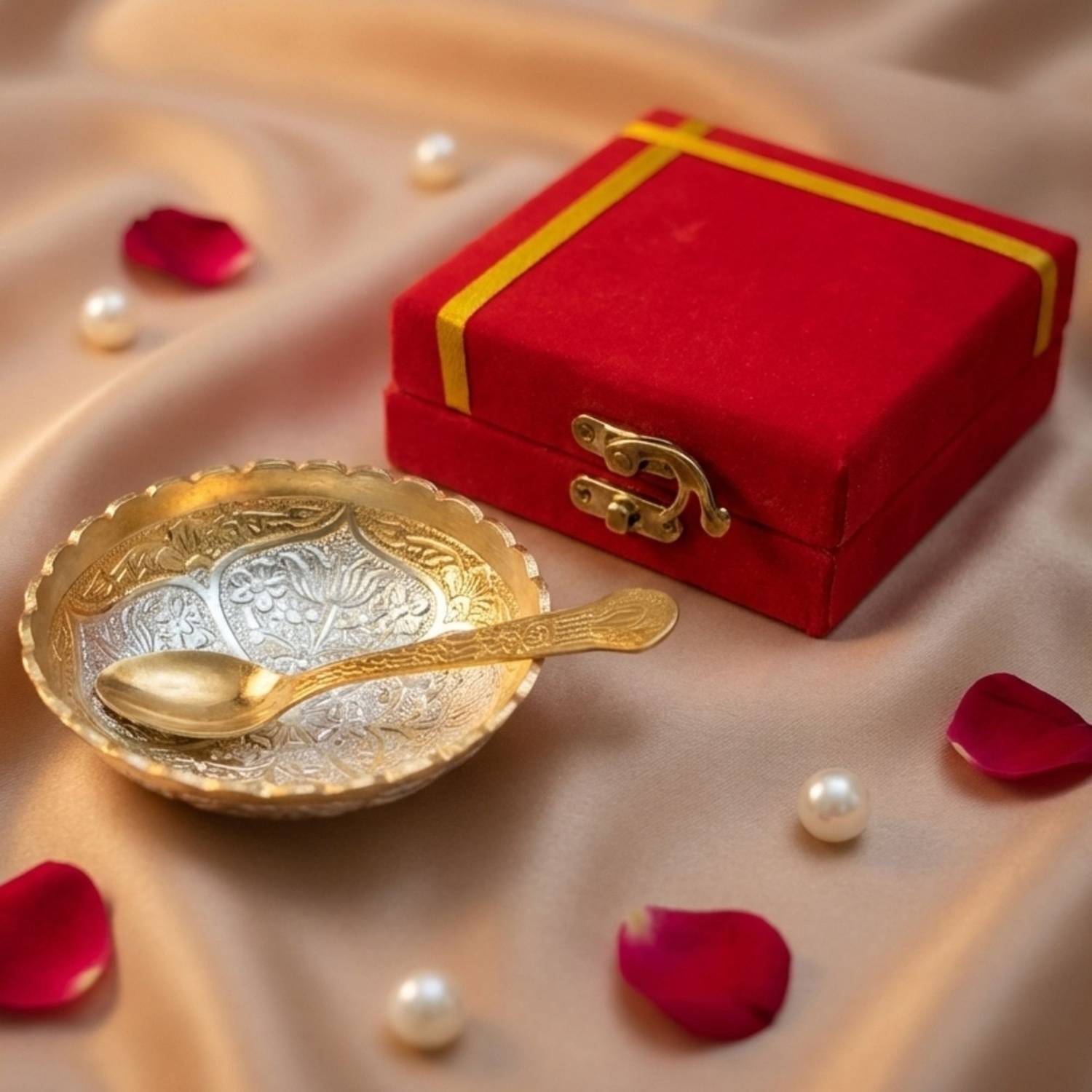 AYERA Gold & Silver Plated Bowl and Spoon Set - Image 2