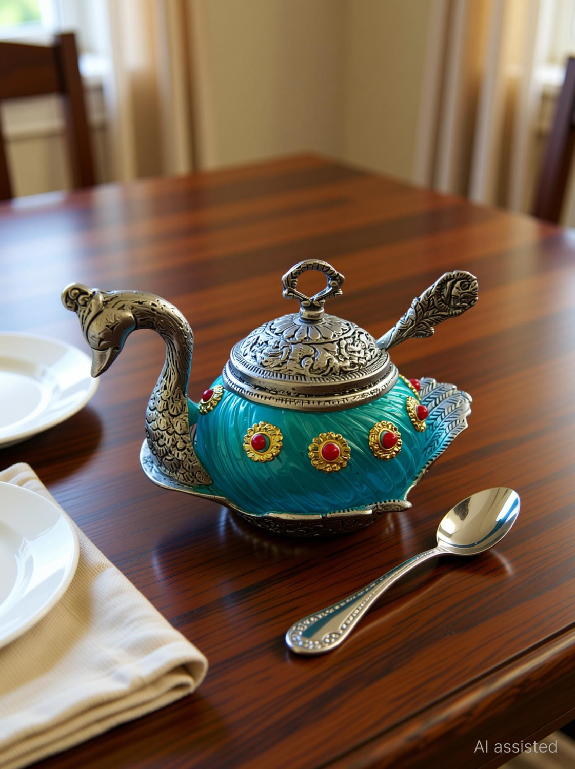 Image of Rastogi Handicrafts b-11 Container, Spoon Serving Set