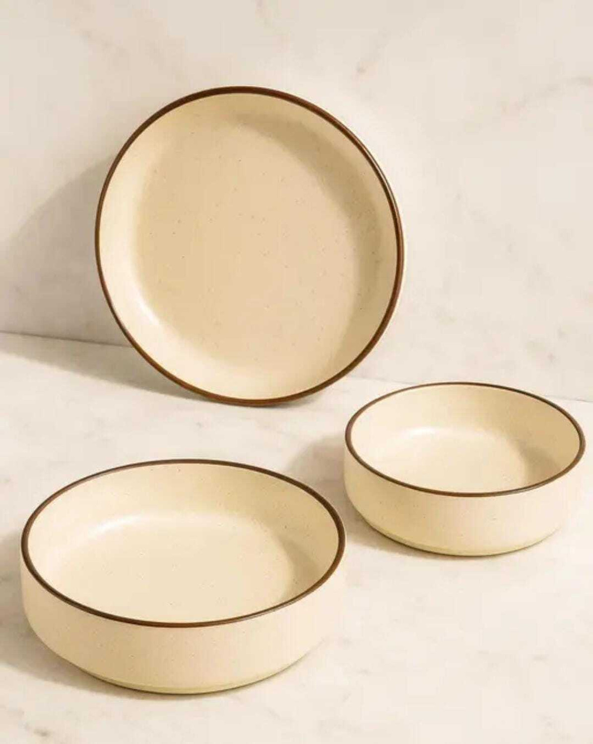 Image of AMRUK Flat Deep Serving Bowl Set of 3 800ml, 600ml, 500ml Glossy Finish Ideal Plate Serving Set