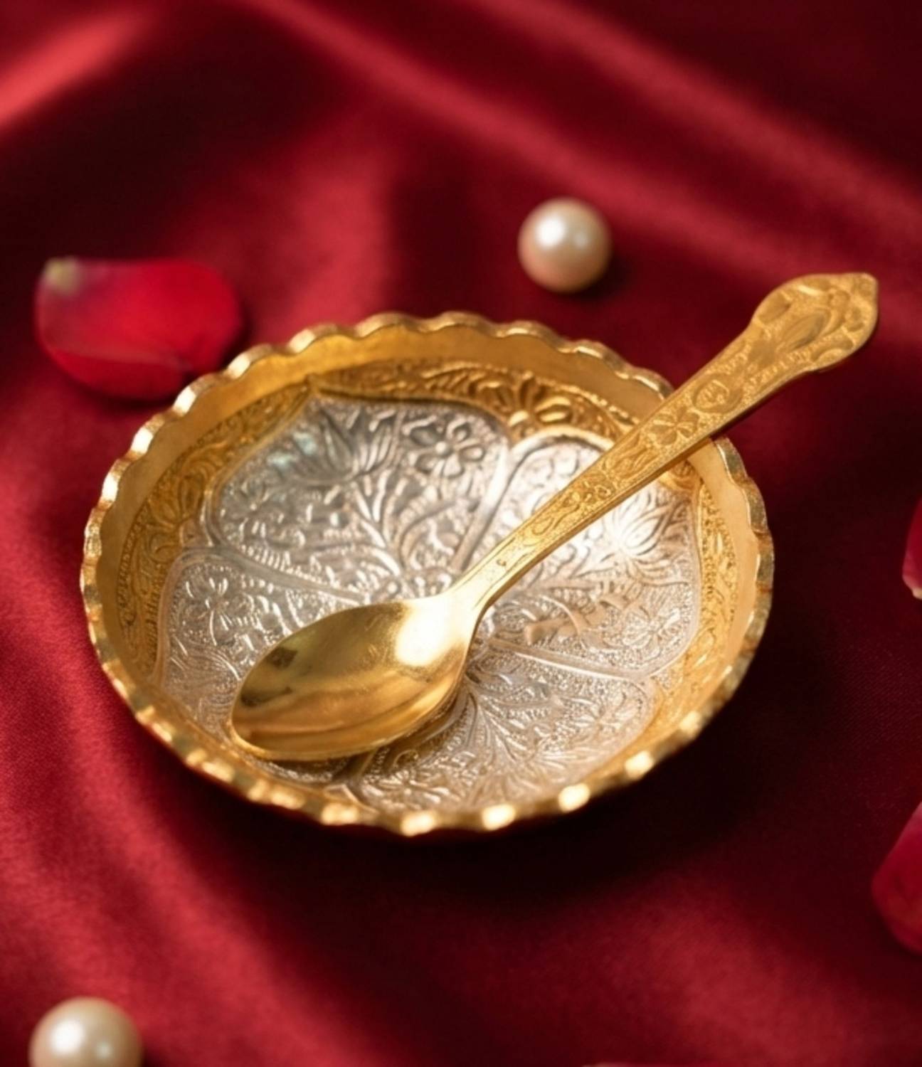 AYERA Gold & Silver Plated Bowl and Spoon Set - Image 4