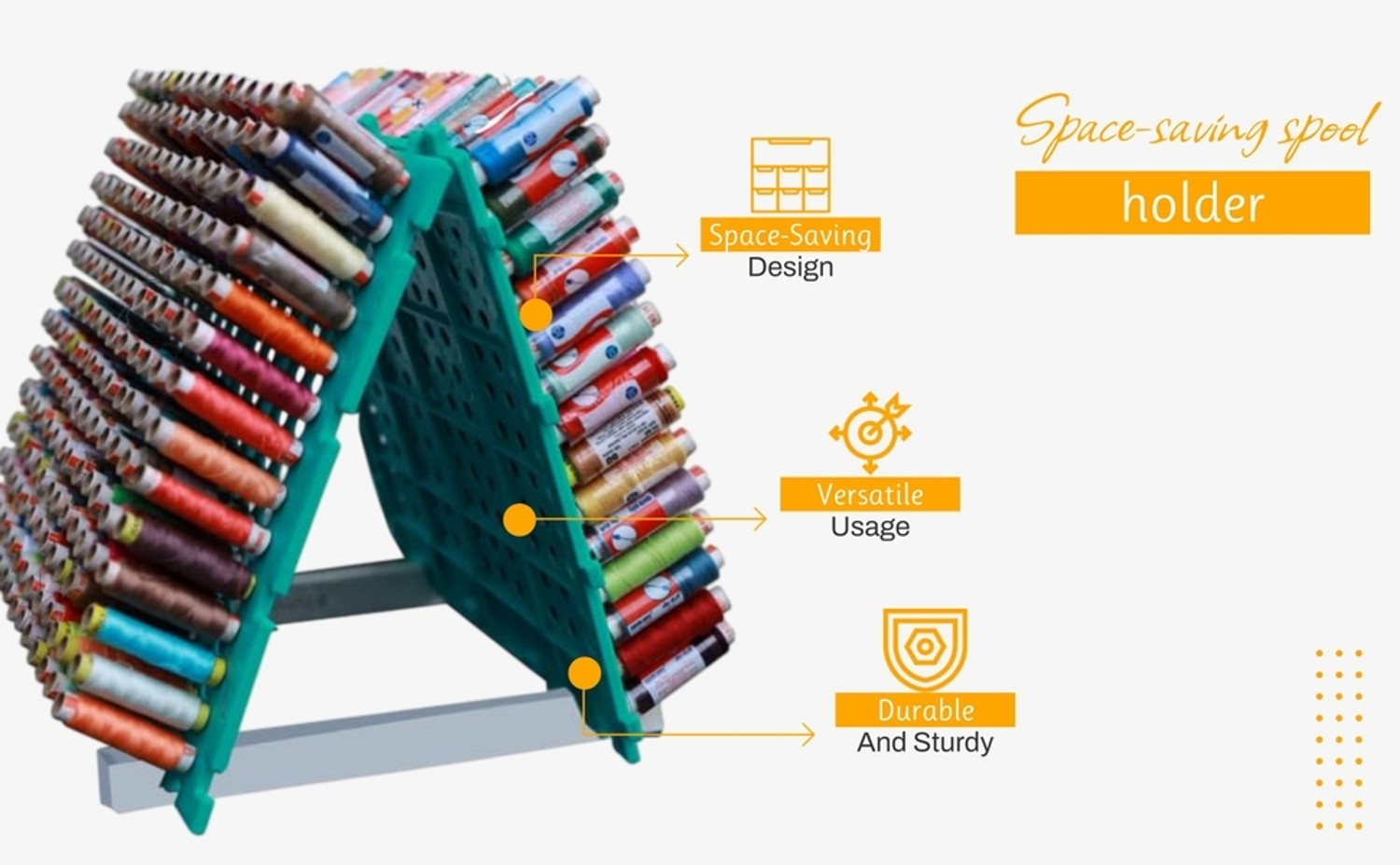 Image of prabhas designs Wall Mounted Spools Thread Holder Stand (Holds 392 Thread) | Thread Rack Sewing Kit
