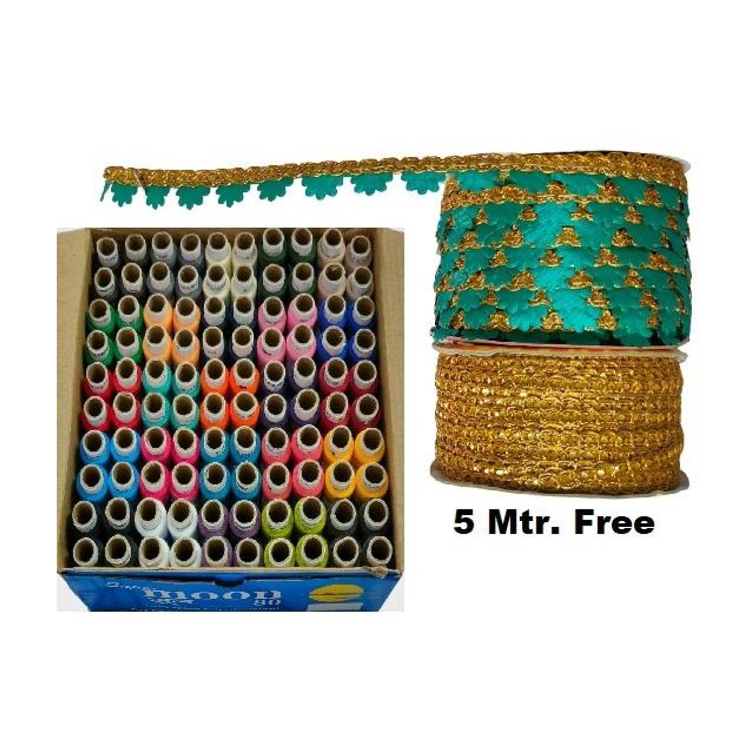 HouseOfCommon 100Pcs Thread Box with lace reel Sewing Kit