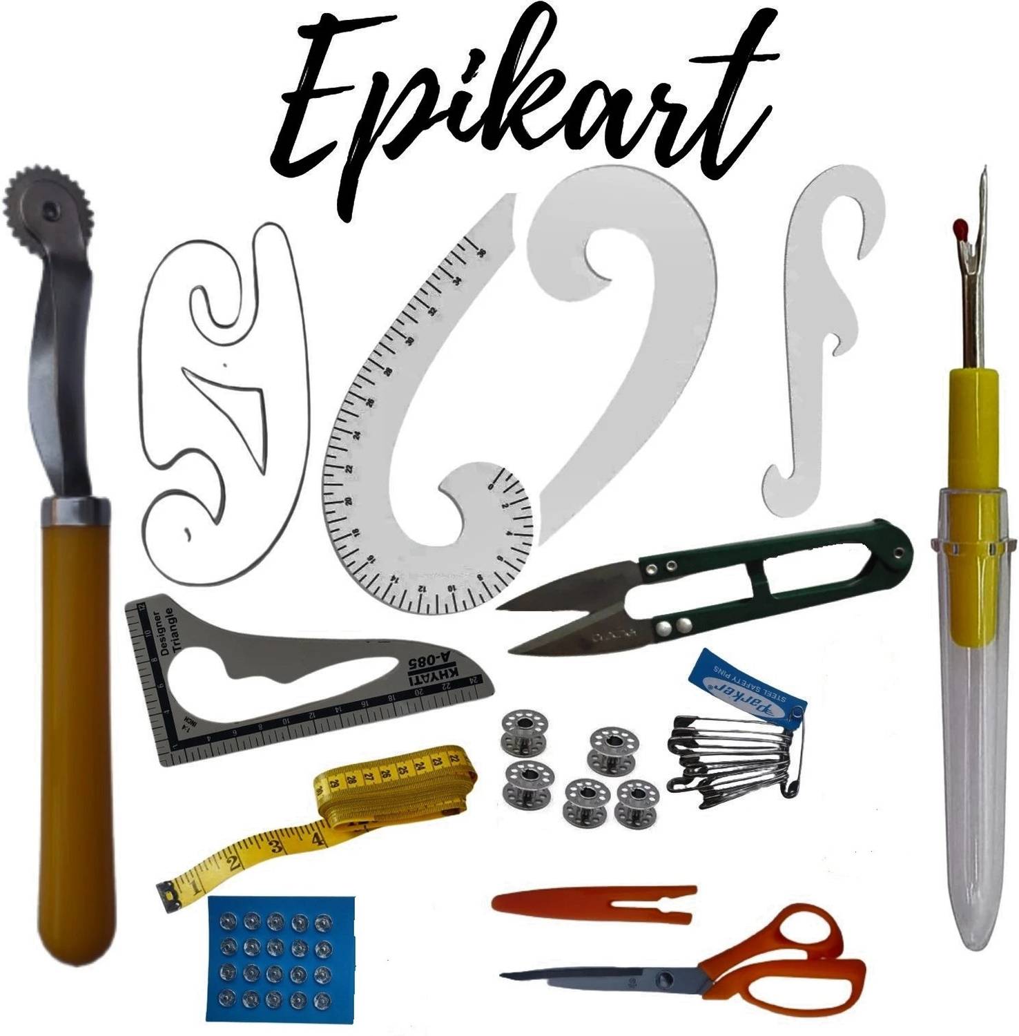 epikart Tailoring Materials Curve 5, Trimmer, Scissor, Ripper, Bobbin Sewing Kit