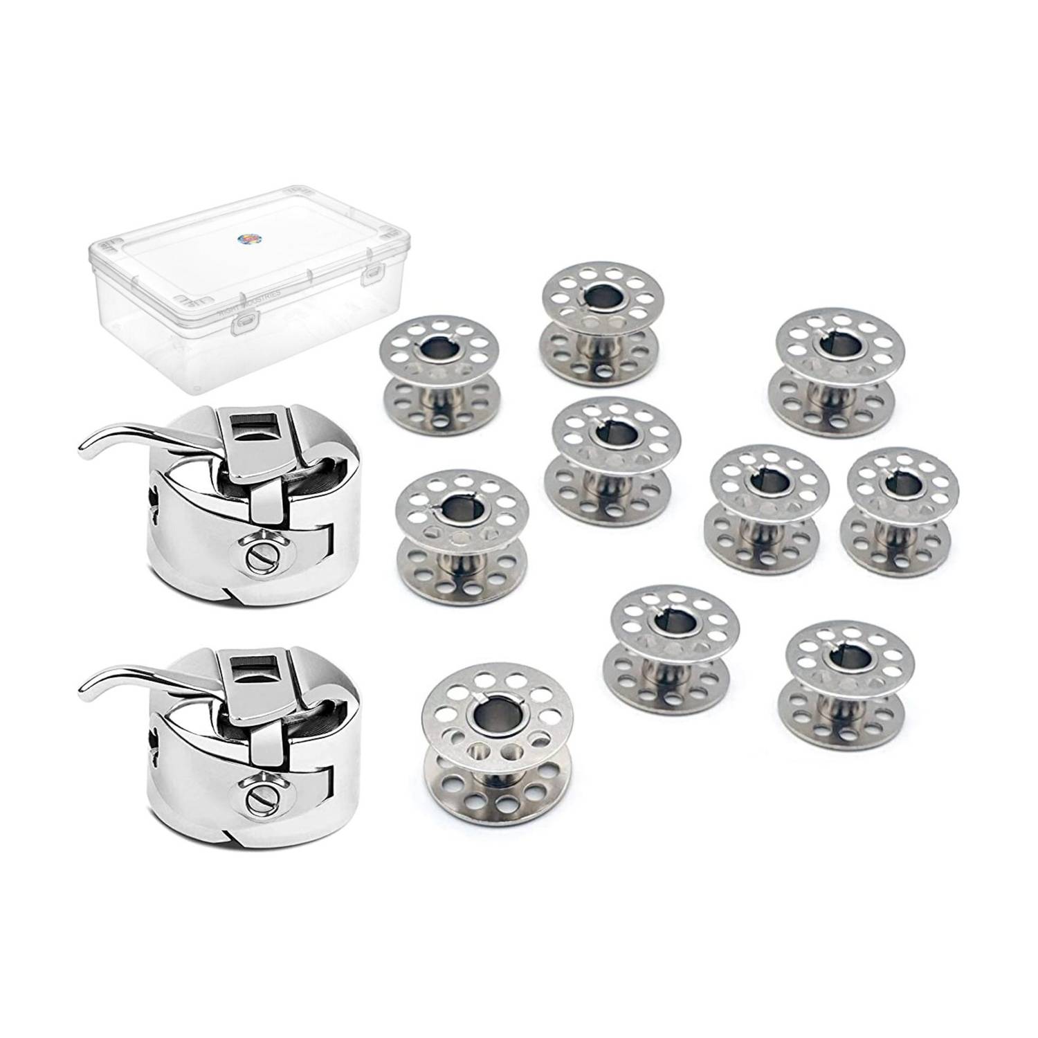 Artonezt Storage Box+ 2Bobbin Case +10Metal Sewing Bobbins for Domestic Sewing Machines Sewing Kit