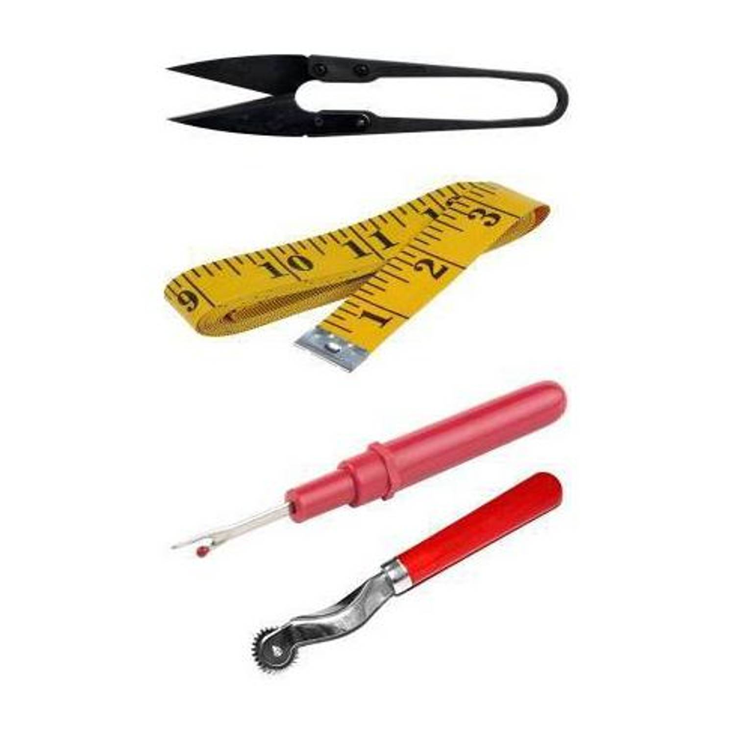 IKIS Sewing Kit Pack of 4 - Thread Cutter, Tracing Wheel, Measuring Tape, Seam Ripper Sewing Kit Sewing Kit