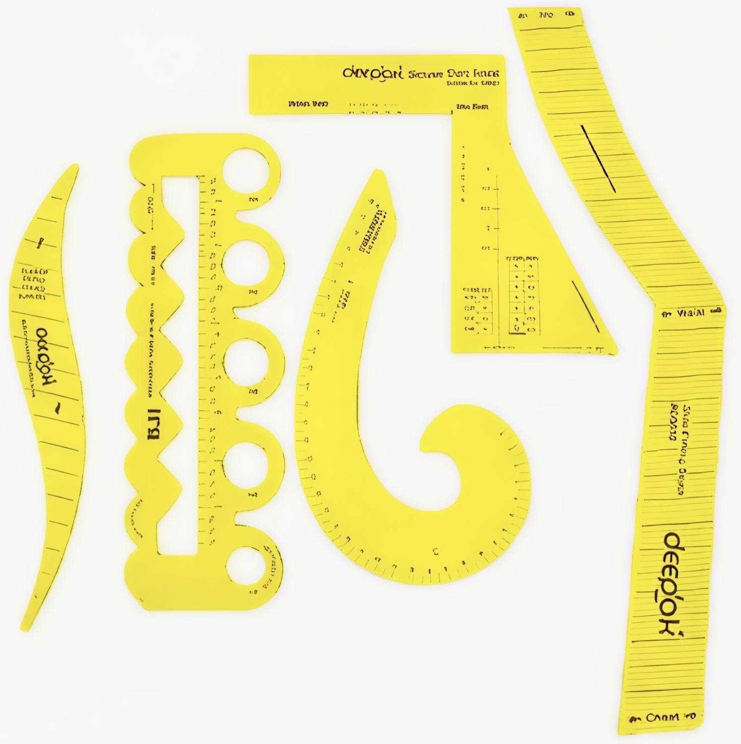 MHDEX Sleeve Curve Scale, BLOUSE DART SCALE, 5 IN 1 SCALLOP SCALE AND 2 OTHER Sewing Machine Base No