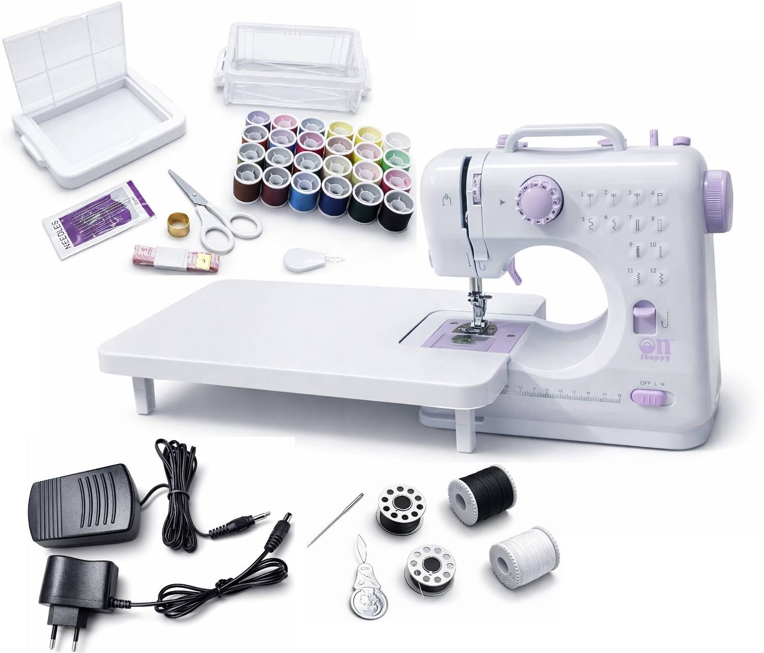 Onshoppy Portable Sewing Machine with 12 Built-in Stitches, Exten