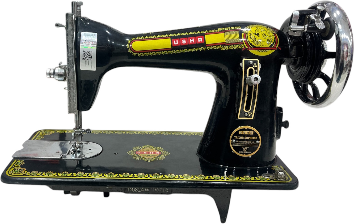 Image of USHA TAILOR SUPREME Manual Sewing Machine 1 built-in stitches 850 SPM Black