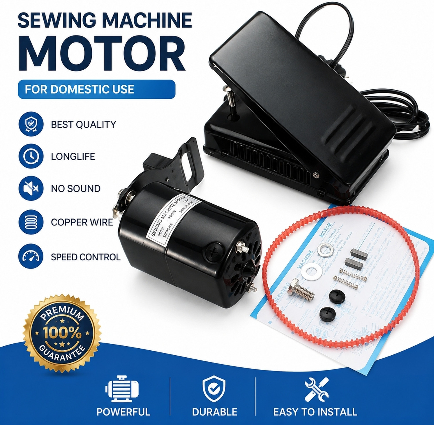 Image of Farsa Household sewing machine motor Electric Sewing Machine 1200 built-in stitches 7000 SPM Black