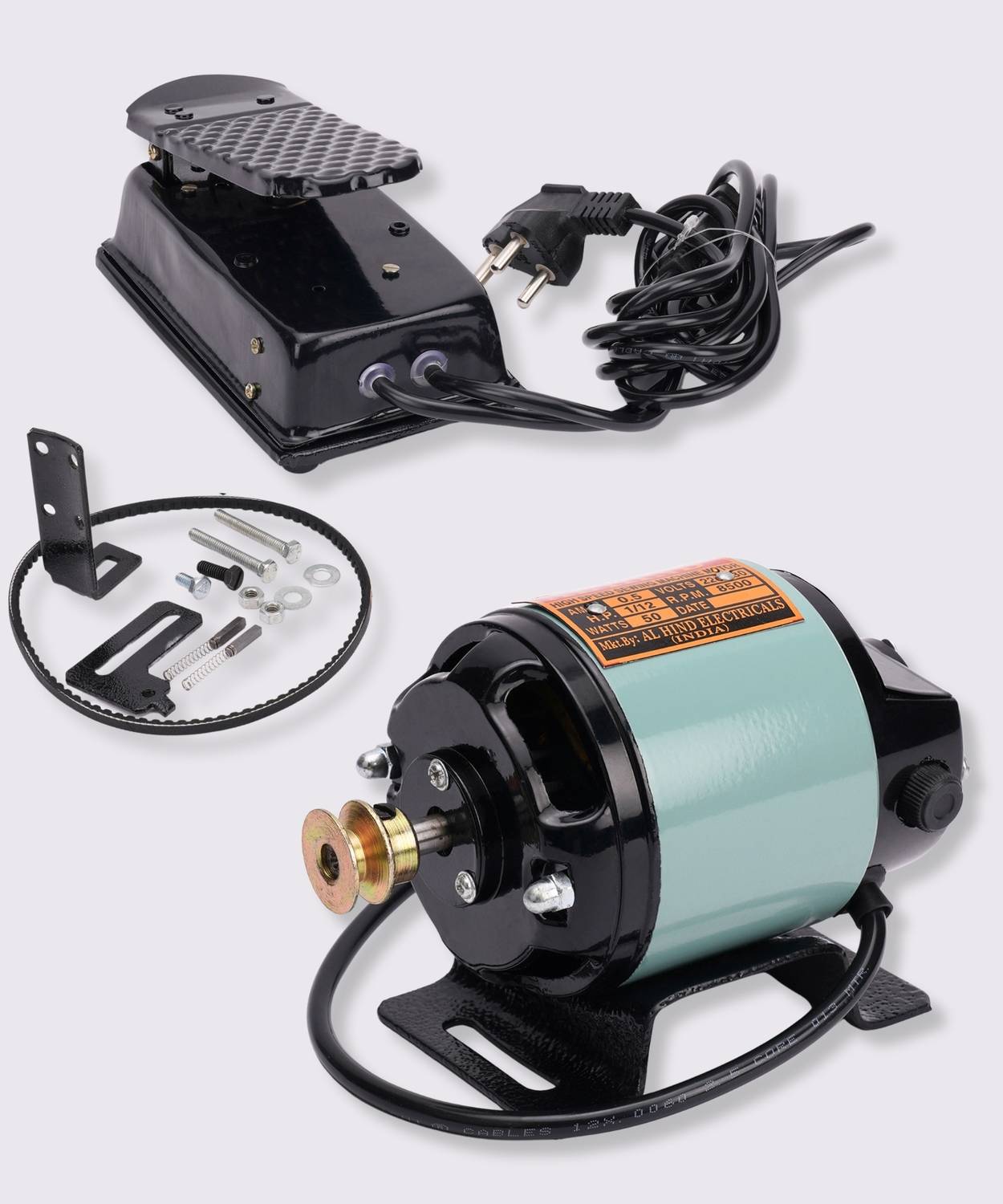 Al hind Industrial Sewing Machine Motor 1/12 H.P Copper Winding Electric Sewing Machine 100 built-in stitches 8500 SPM 6 Months Warranty Grey