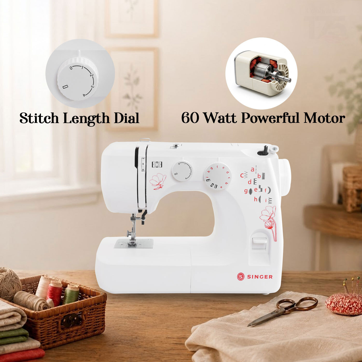 Image of SINGER FM 1310 Electric Sewing Machine 8 built-in stitches 803 SPM 2 Year Warranty White
