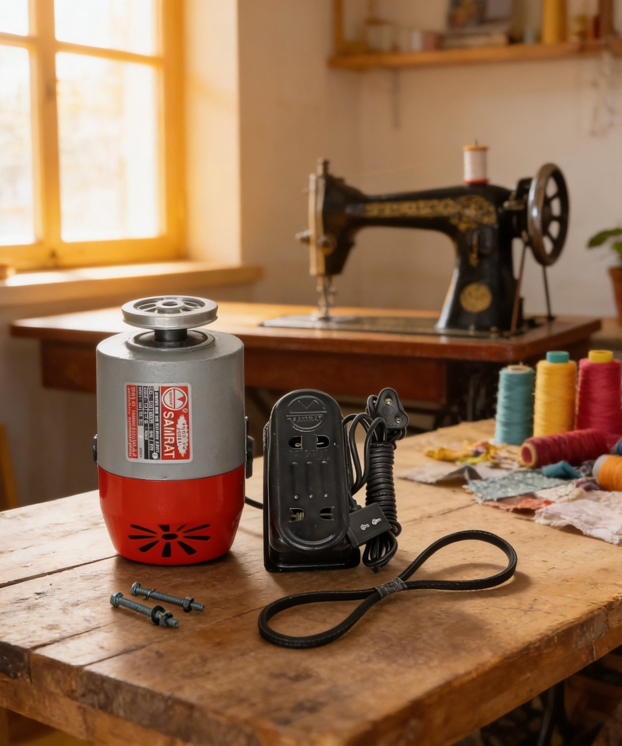 Image of Samrat sewing machine without carbon regulator motor- (A /C -SILVER) Electric Sewing Machine