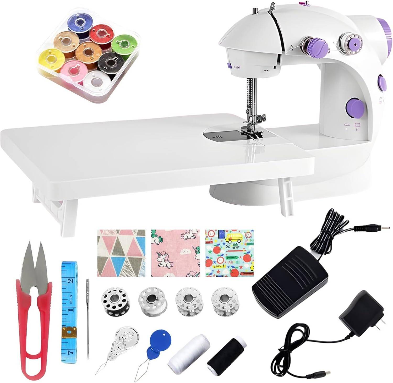 Onshoppy Mini Sewing Machine for Beginners with Color Thread Set