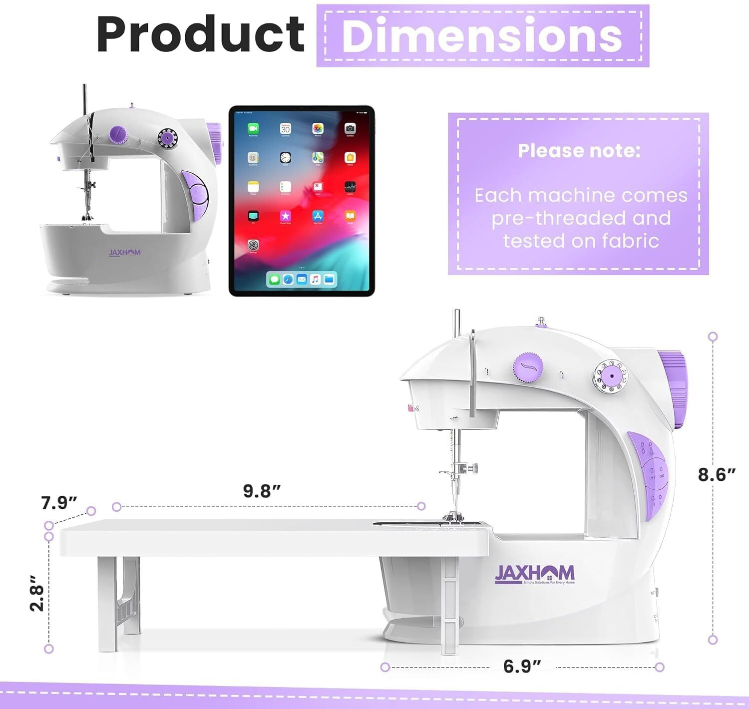 Image of JAXHOM mini sewing machine | silai machine with stand | swing sewing machine |tailoring Electric Sewing Machine 3 built-in stitches 148 SPM Multicolor
