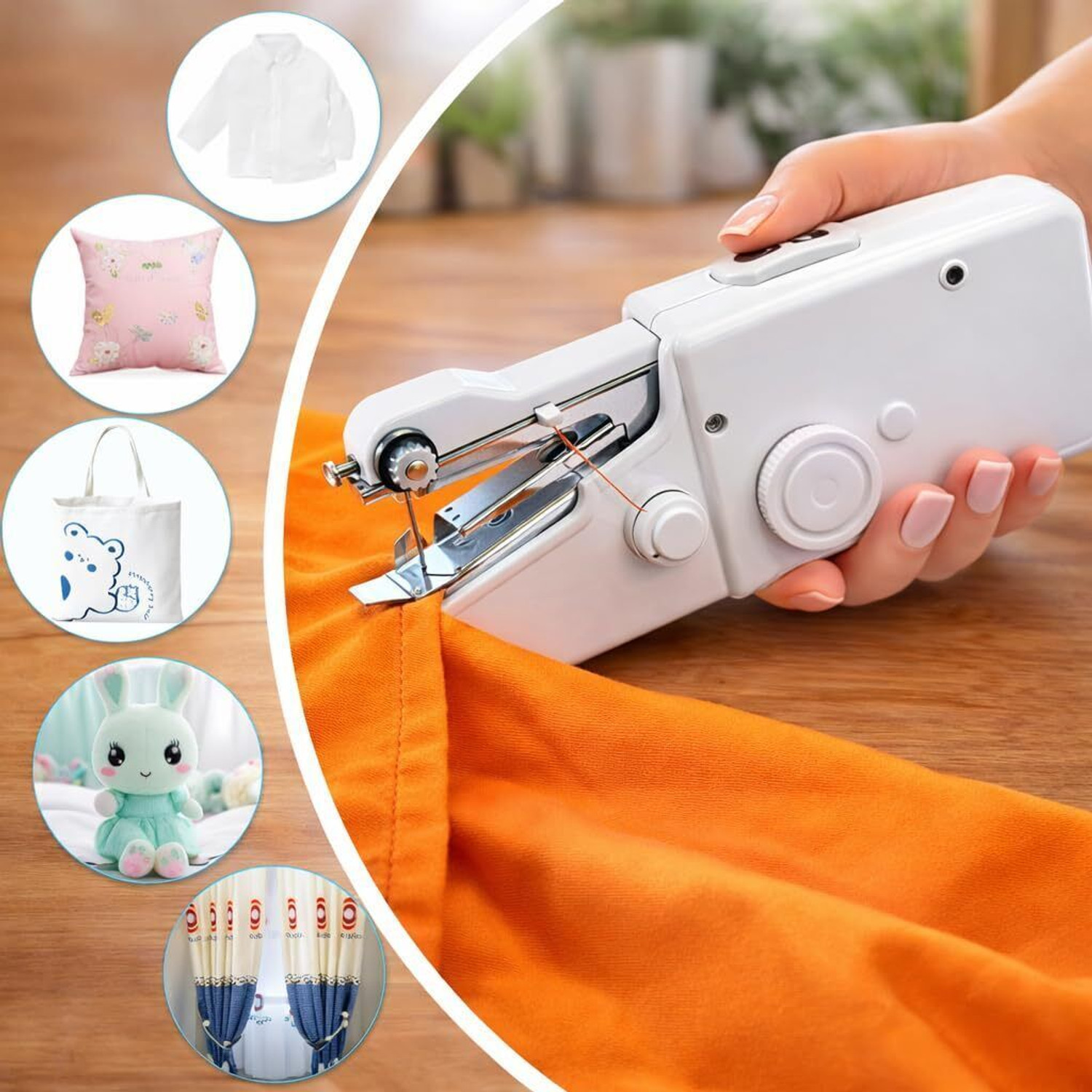 Image of Casecade Handheld Sewing Machine | Portable Handy Stitching Machine | Electric Sewing Machine 2 built-in stitches 300 SPM White