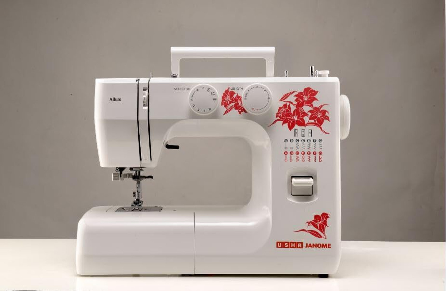 Image of USHA ALLURE DLX AUTOMATIC SEWING MACHINE Electric Sewing Machine 21 built-in stitches 860 SPM White