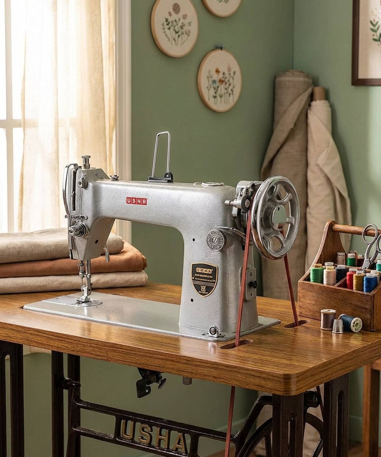 USHA Craft Master Deluxe Industrial Sewing Machine Silver - Image 2