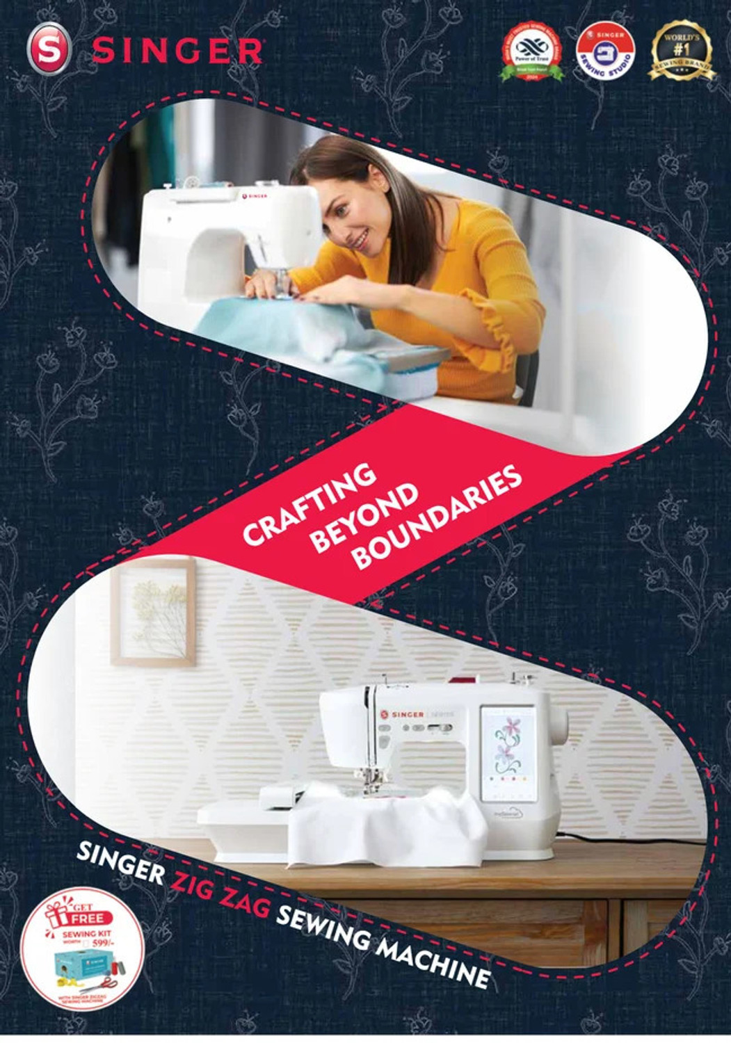 Image of SINGER FM ELEGANCE Electric Sewing Machine 24 built-in stitches 450 SPM 2 Year Warranty White