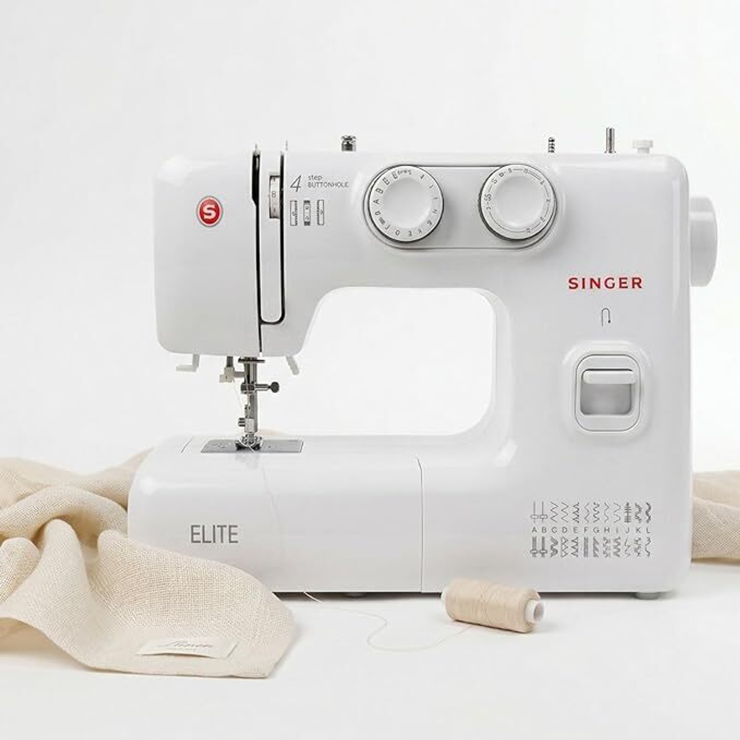 Image of SINGER New Elite BLDC Sewing Machine | 23 Built-in Stitches & 36 Functions Electric Sewing Machine 23 built-in stitches 800 SPM 2 Year Warranty White