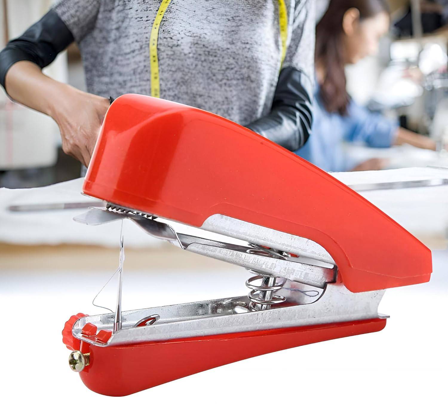 Buyerzone Portable Mini Handy Stitch, Stapler Style Manual Hand Stitching Sewing Machine Manual Sewing Machine 2 built-in stitches 100 SPM Multicolor