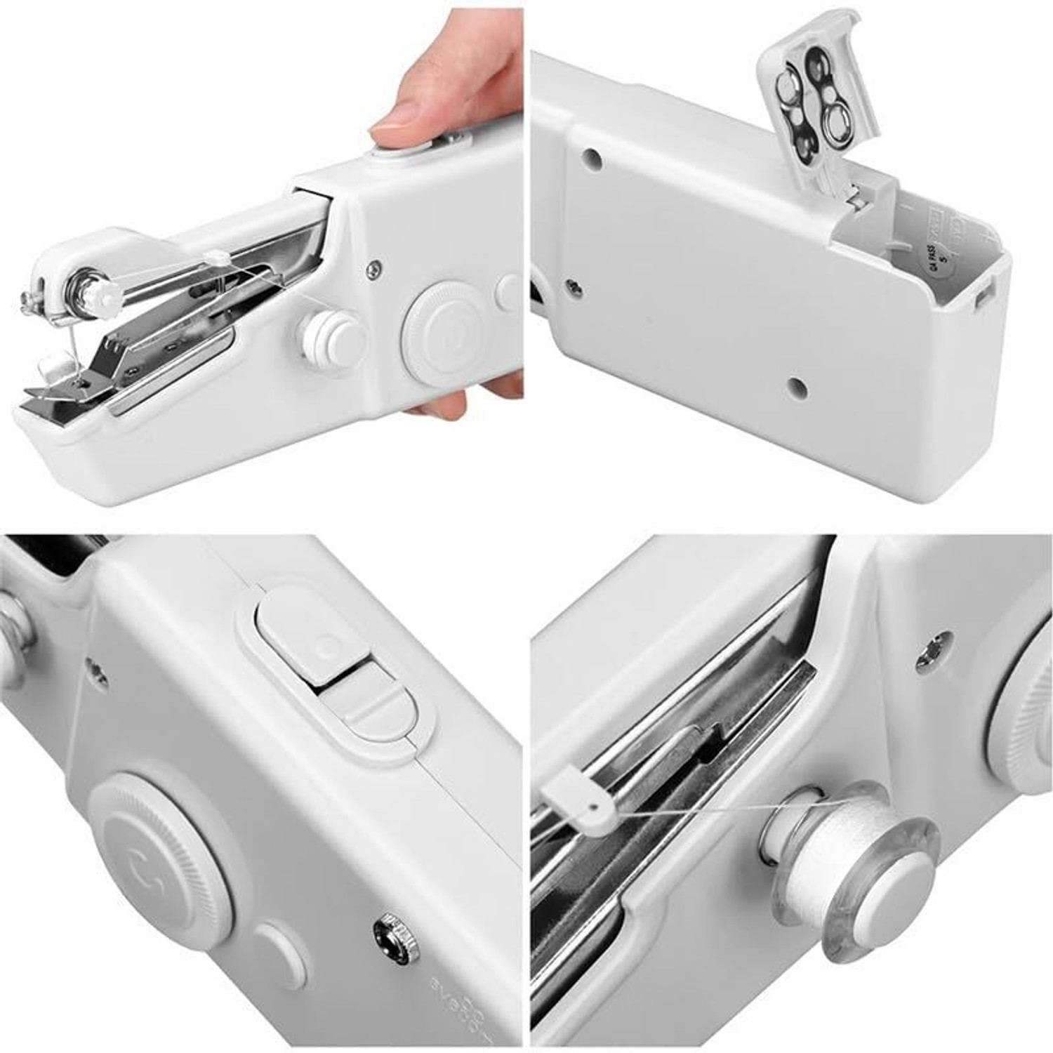 Image of BBD Kitchen Shop Sewing Machine Handy Stitch Electric Mini Portable Cordless Stitching Handheld Embroidery Sewing Machine 1 built-in stitches 100 SPM White